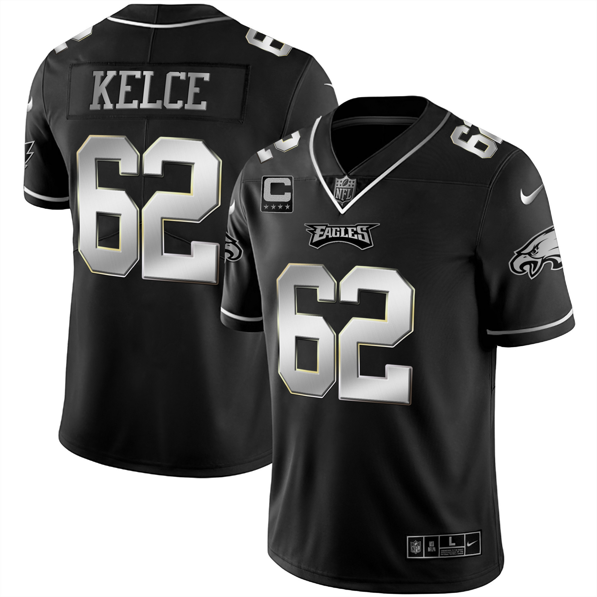 Jason Kelce Men's Philadelphia Eagles Black Silver Limited - All Stitched Black Silver Limited Jersey - All Stitched