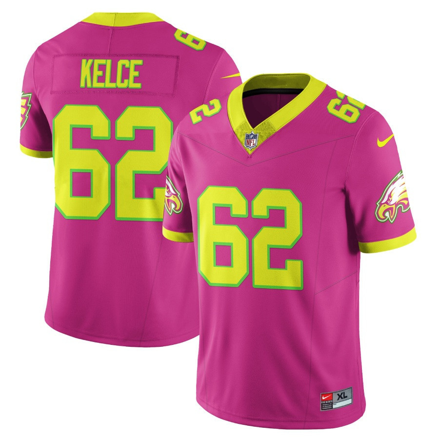 Jason Kelce Men's Philadelphia Eagles City Edition Vapor Limited Pink Jersey - All Stitched