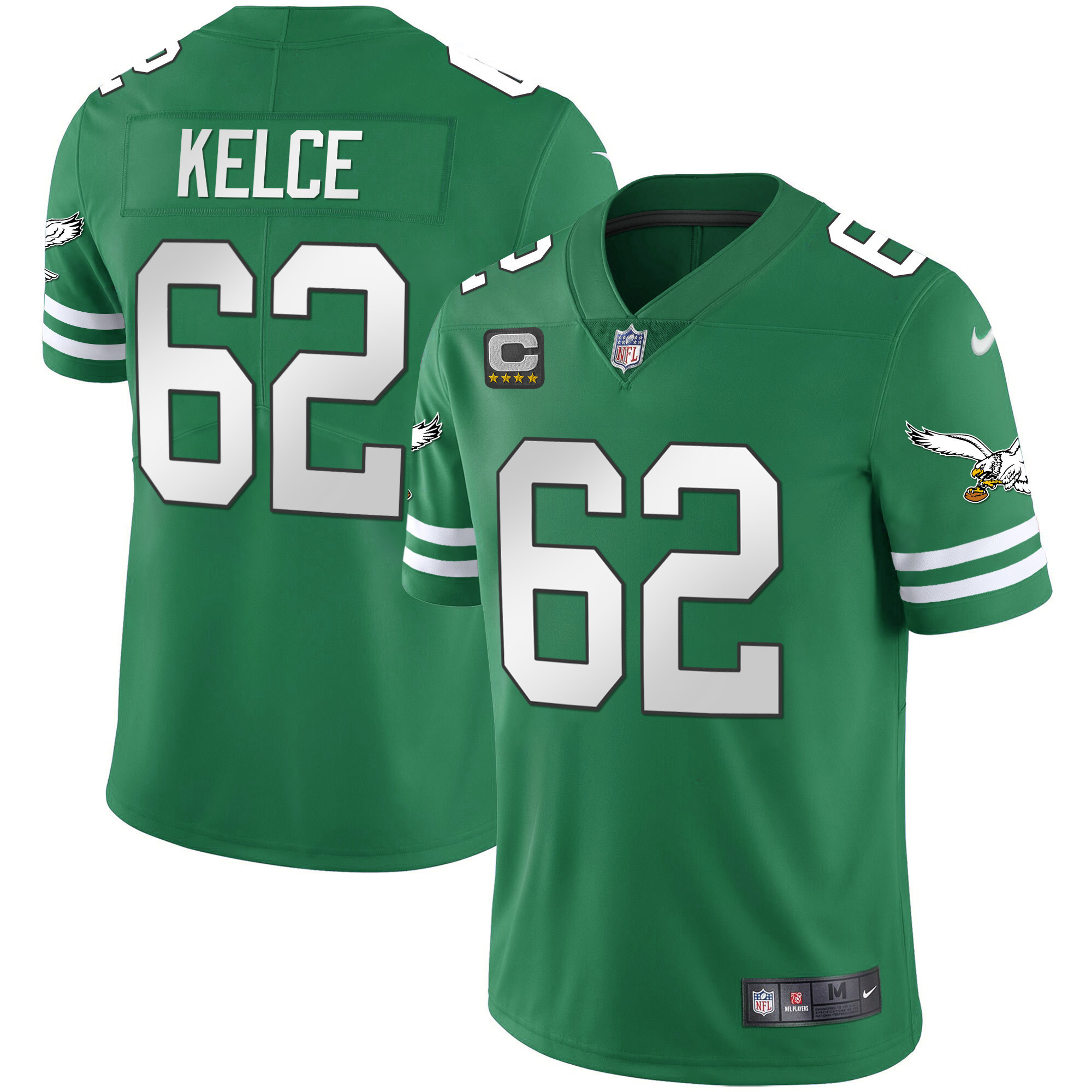 Jason Kelce Men's Philadelphia Eagles Gold & Kelly Vapor Kelly Green Jersey - All Stitched