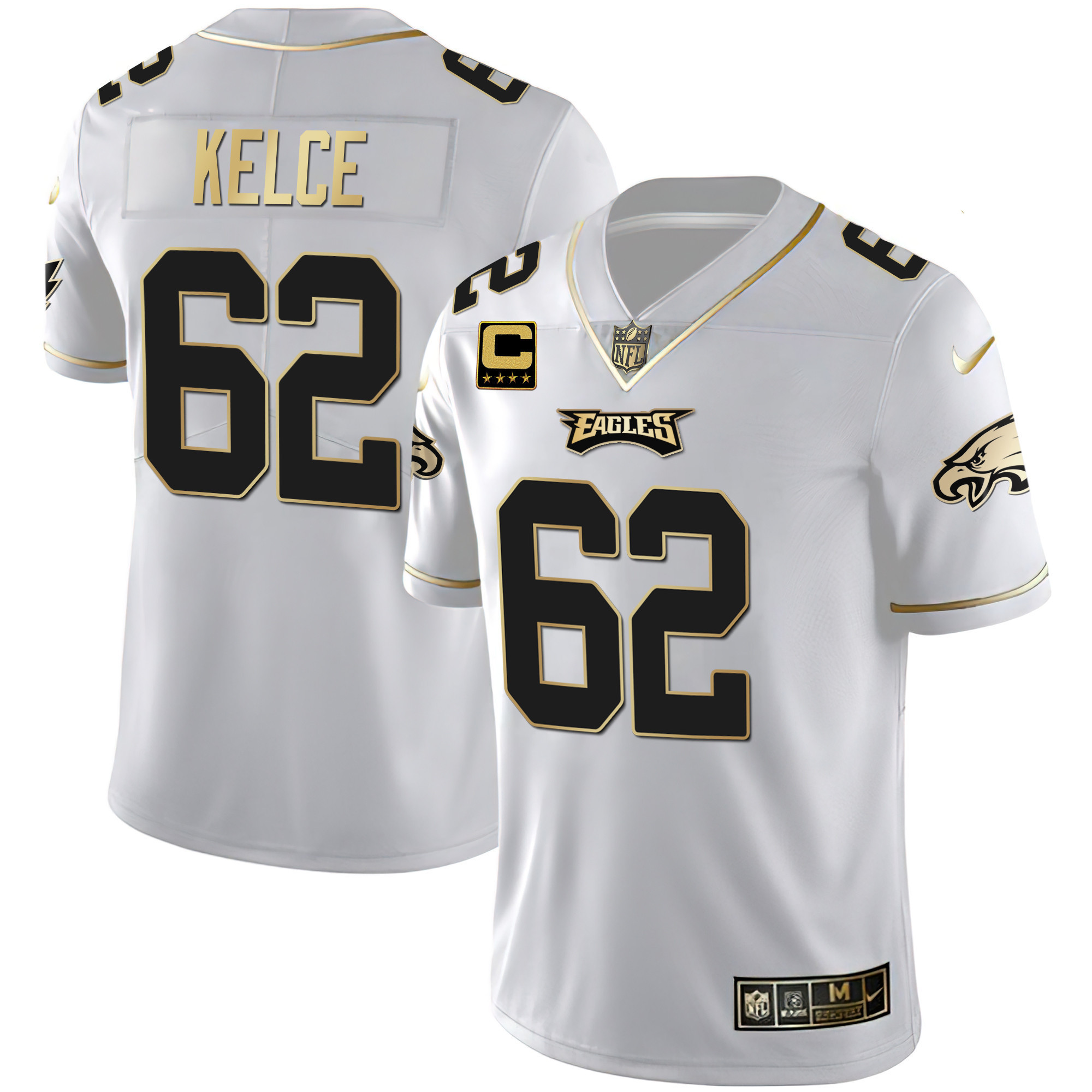 Jason Kelce Men's Philadelphia Eagles Gold & Split Vapor - All Stitched White Gold Jersey - All Stitched