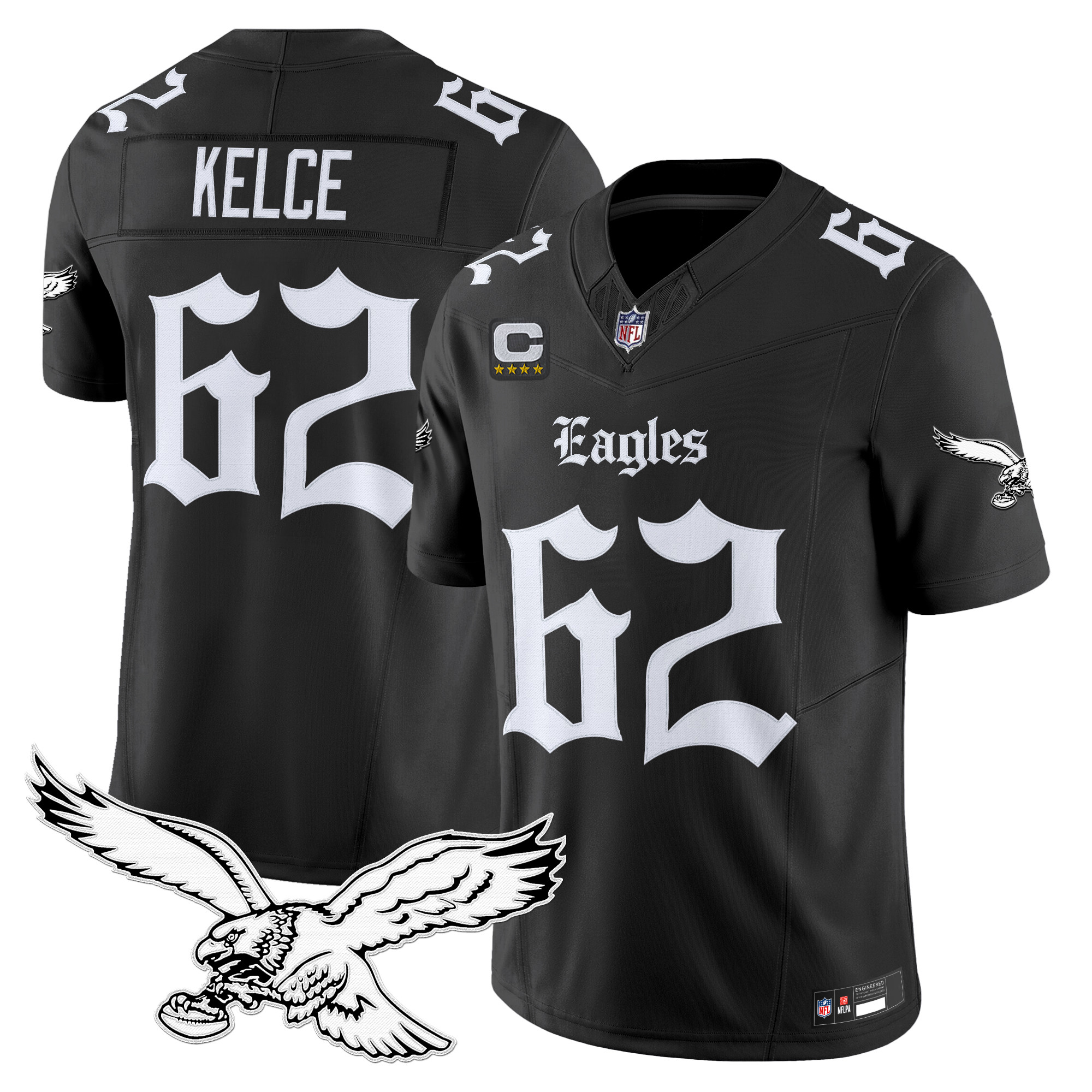 Jason Kelce Men's Philadelphia Eagles 'Gothic Philly Edition' Vapor Limited Black Jersey - All Stitched