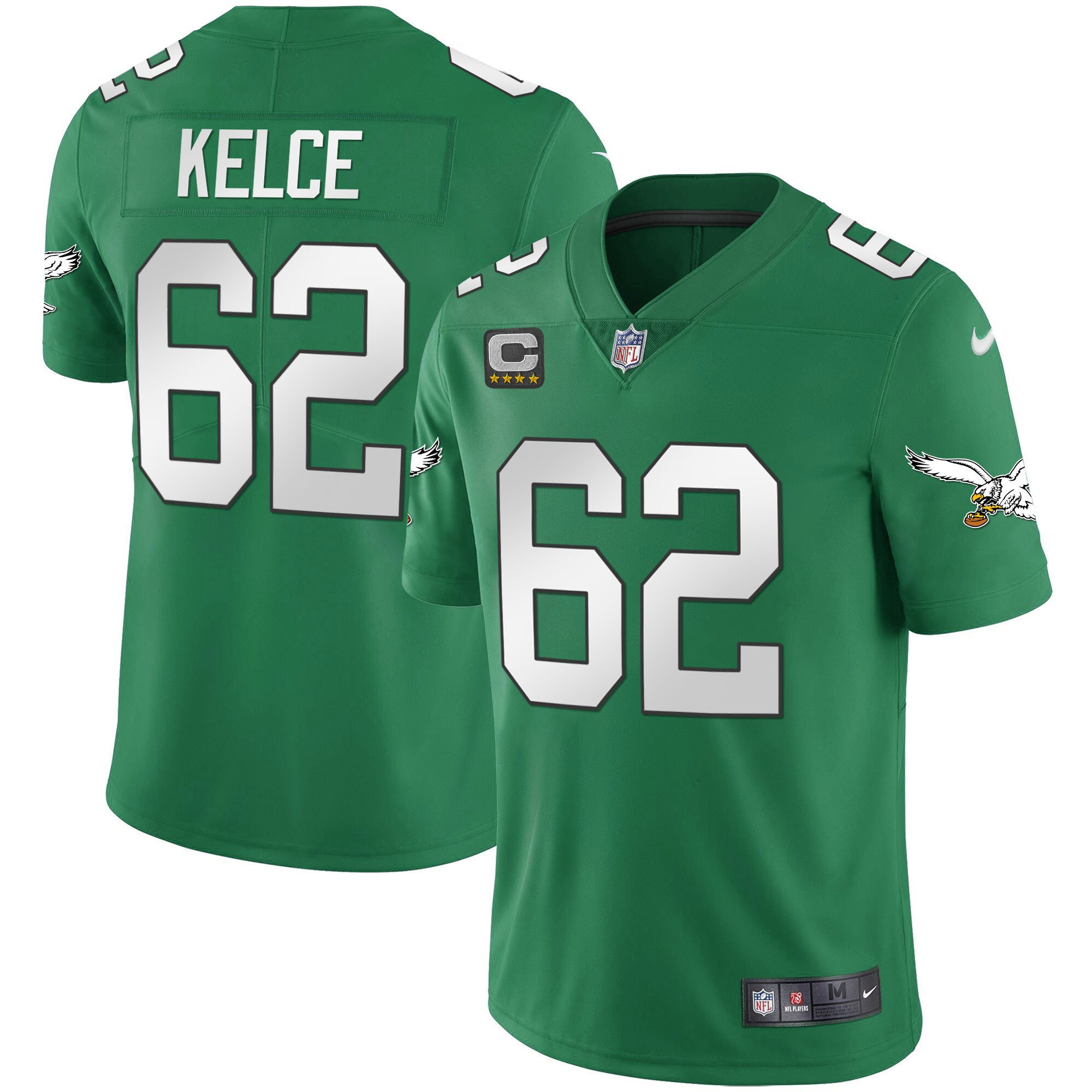 Jason Kelce Men's Philadelphia Eagles Kelly Green Gold Kelly Green Jersey - All Stitched