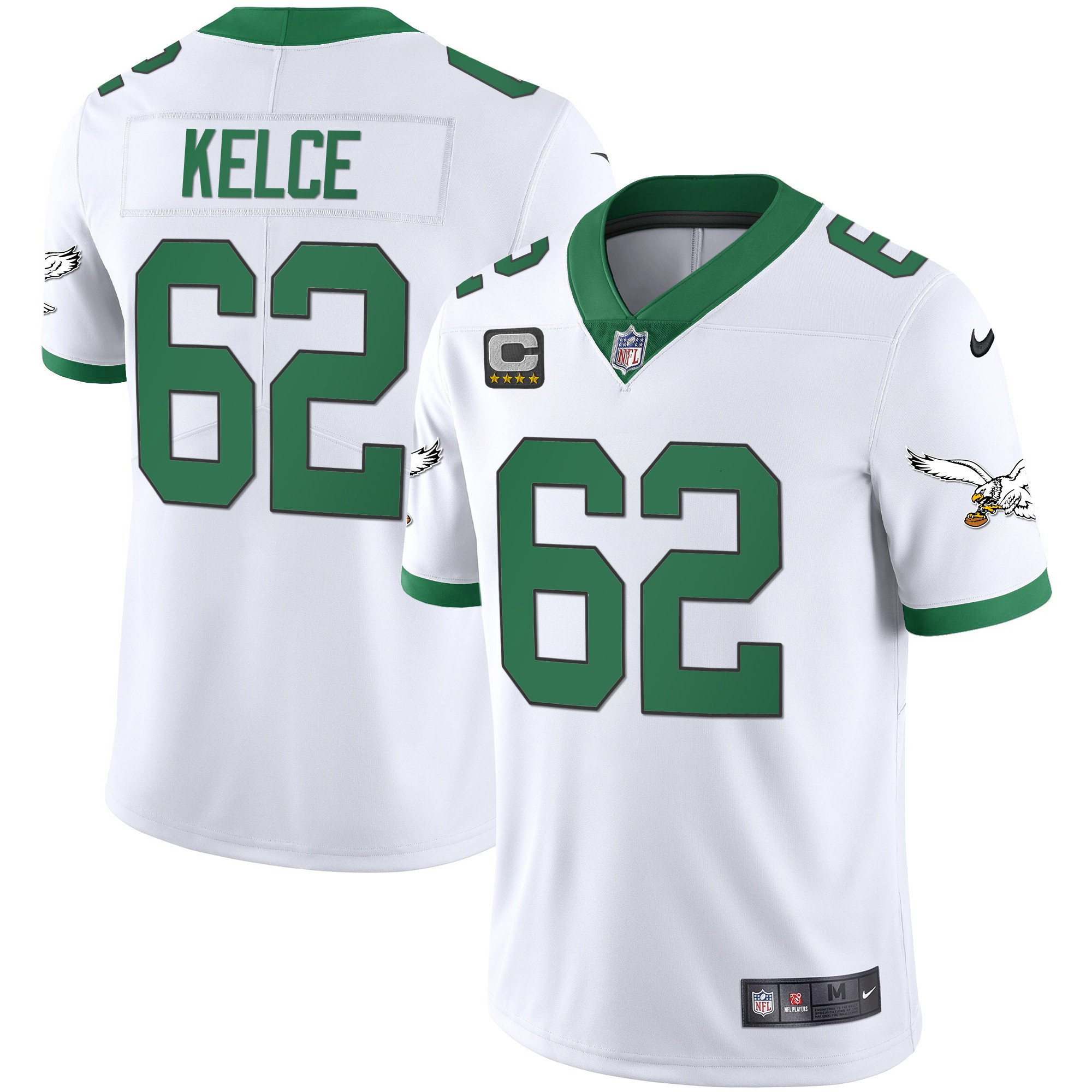 Jason Kelce Men's Philadelphia Eagles Kelly Green Gold Kelly White Jersey - All Stitched