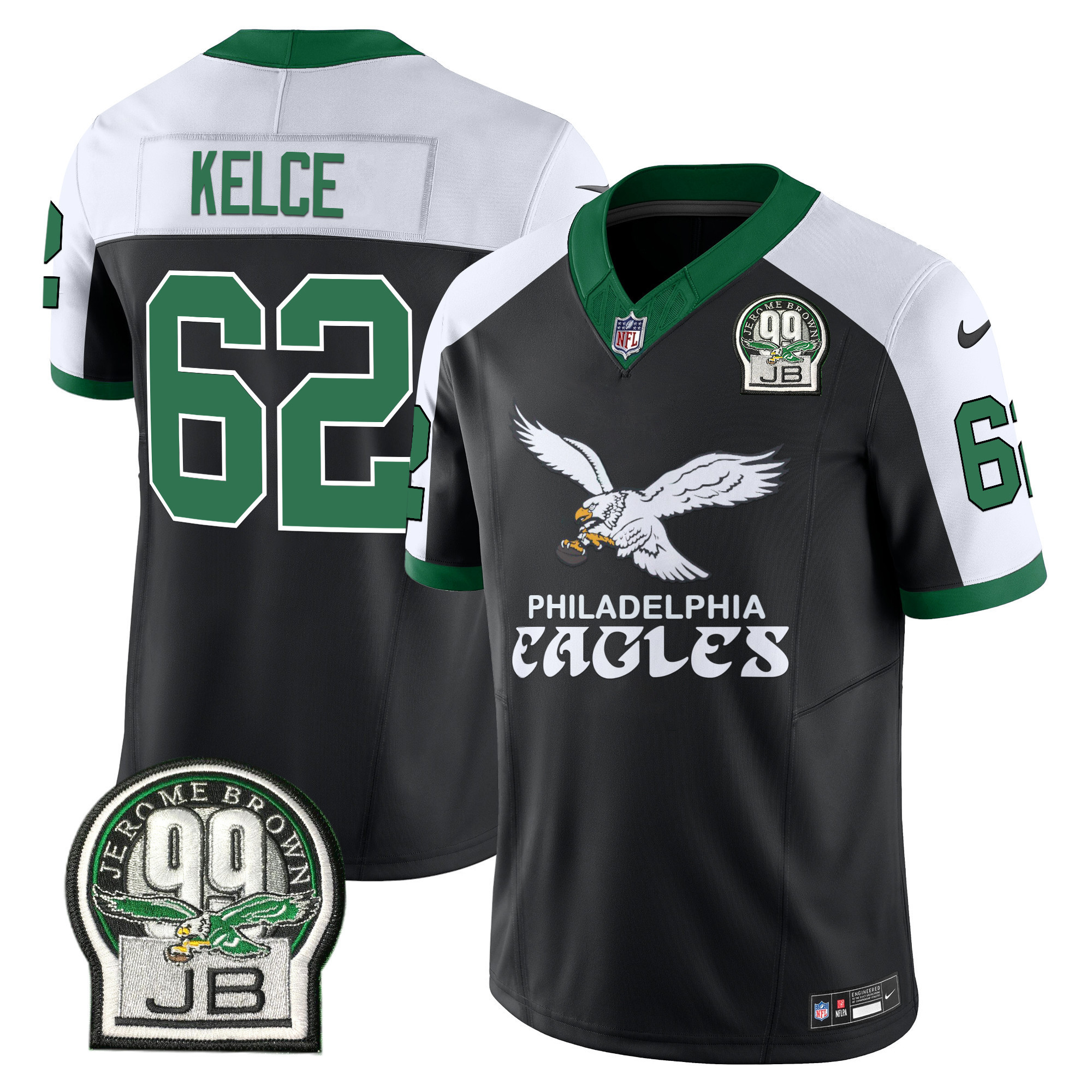 Jason Kelce Men's Philadelphia Eagles Kelly Green Vapor Limited Black Alternate Jersey - All Stitched