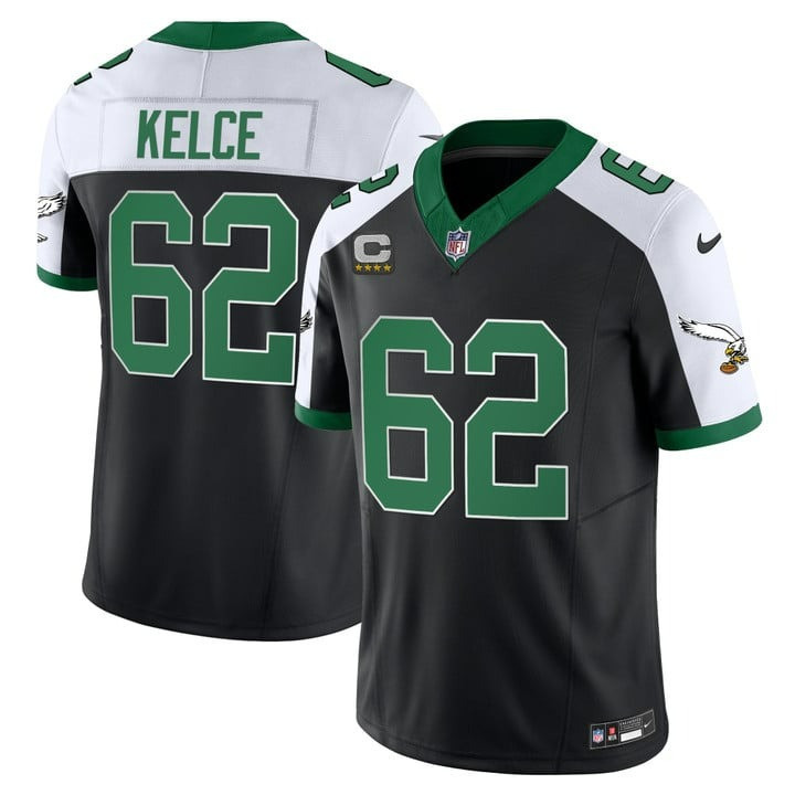Jason Kelce Men's Philadelphia Eagles Kelly Green Vapor Limited Black Alternate Jersey - All Stitched