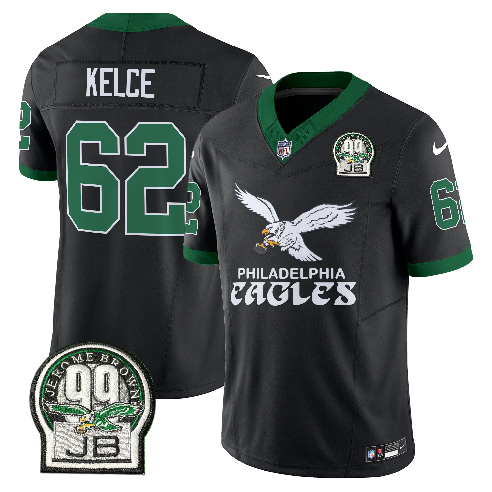 Jason Kelce Men's Philadelphia Eagles Kelly Green Vapor Limited Black Jersey - All Stitched
