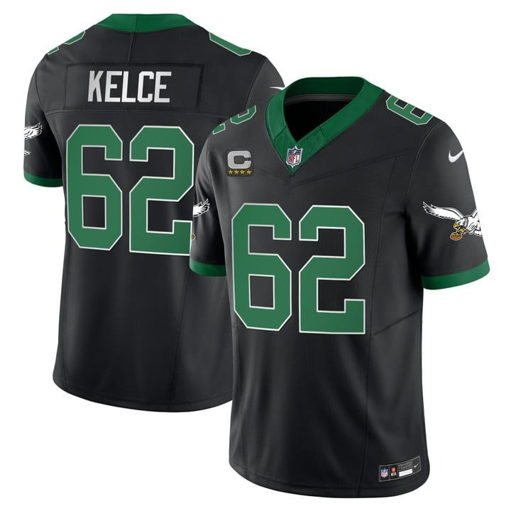 Jason Kelce Men's Philadelphia Eagles Kelly Green Vapor Limited Kelly Black Jersey - All Stitched