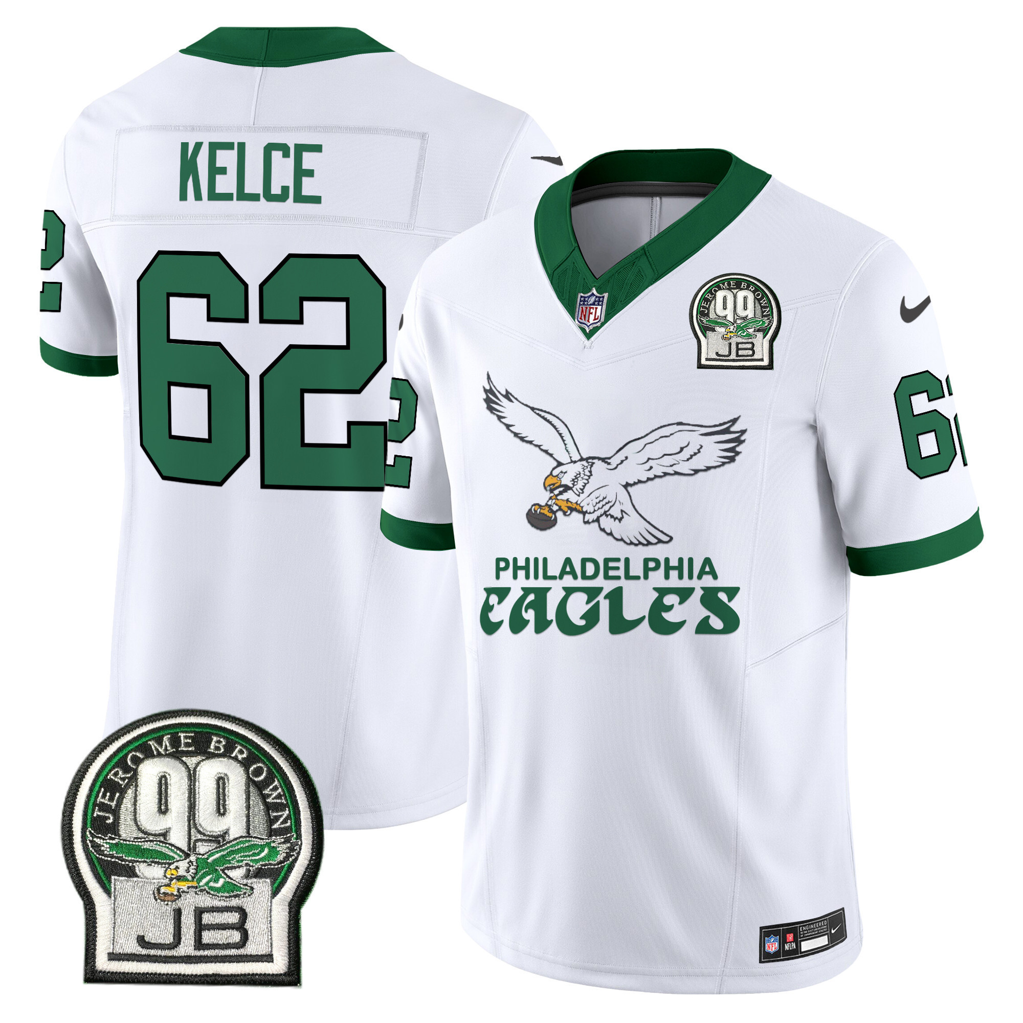 Jason Kelce Men's Philadelphia Eagles Kelly Green Vapor Limited Kelly White Jersey - All Stitched