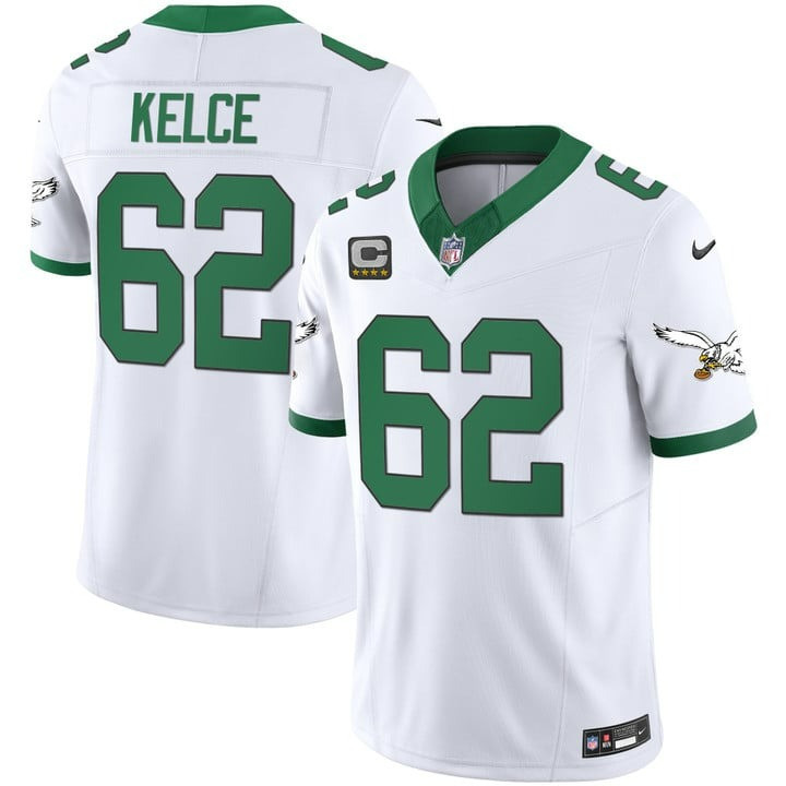 Jason Kelce Men's Philadelphia Eagles Kelly Green Vapor Limited Kelly White Jersey - All Stitched