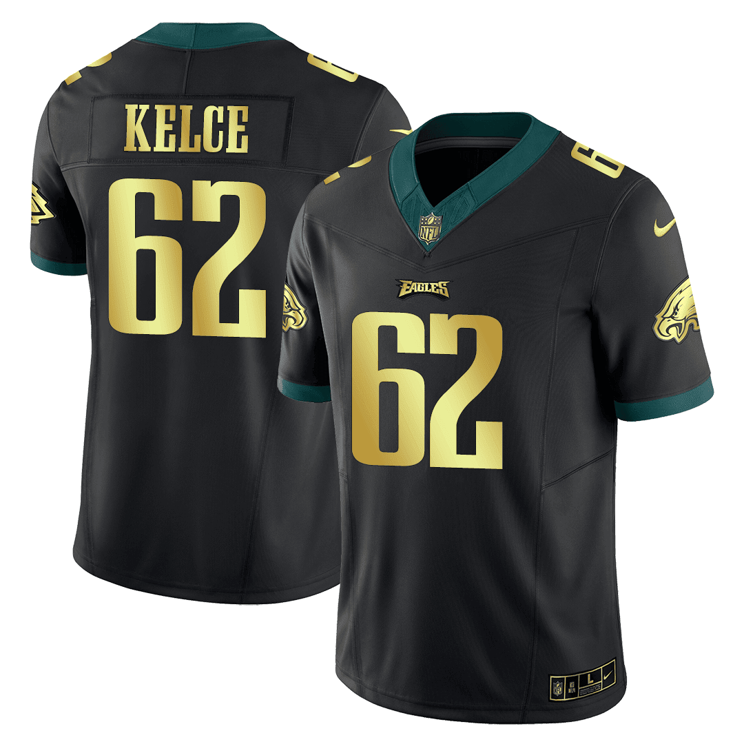 Jason Kelce Men's Philadelphia Eagles Kobe Bryant Black Gold Black Gold Trim Jersey - All Stitched