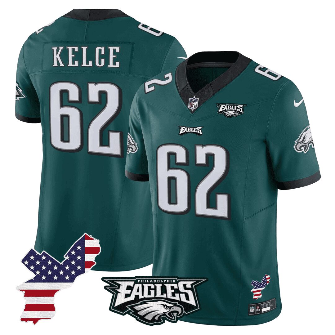 Jason Kelce Men's Philadelphia Eagles Philadelphia Patch Midnight Green Jersey - All Stitched