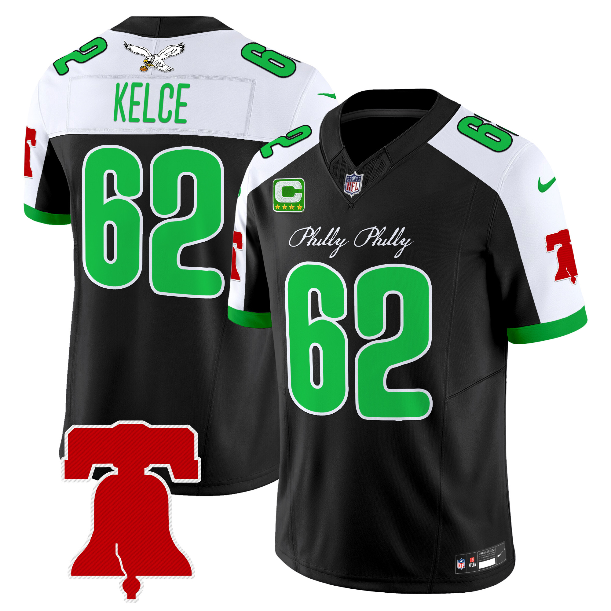 Jason Kelce Men's Philadelphia Eagles Philly Phanatic Style Vapor Limited Black Alternate Jersey - All Stitched