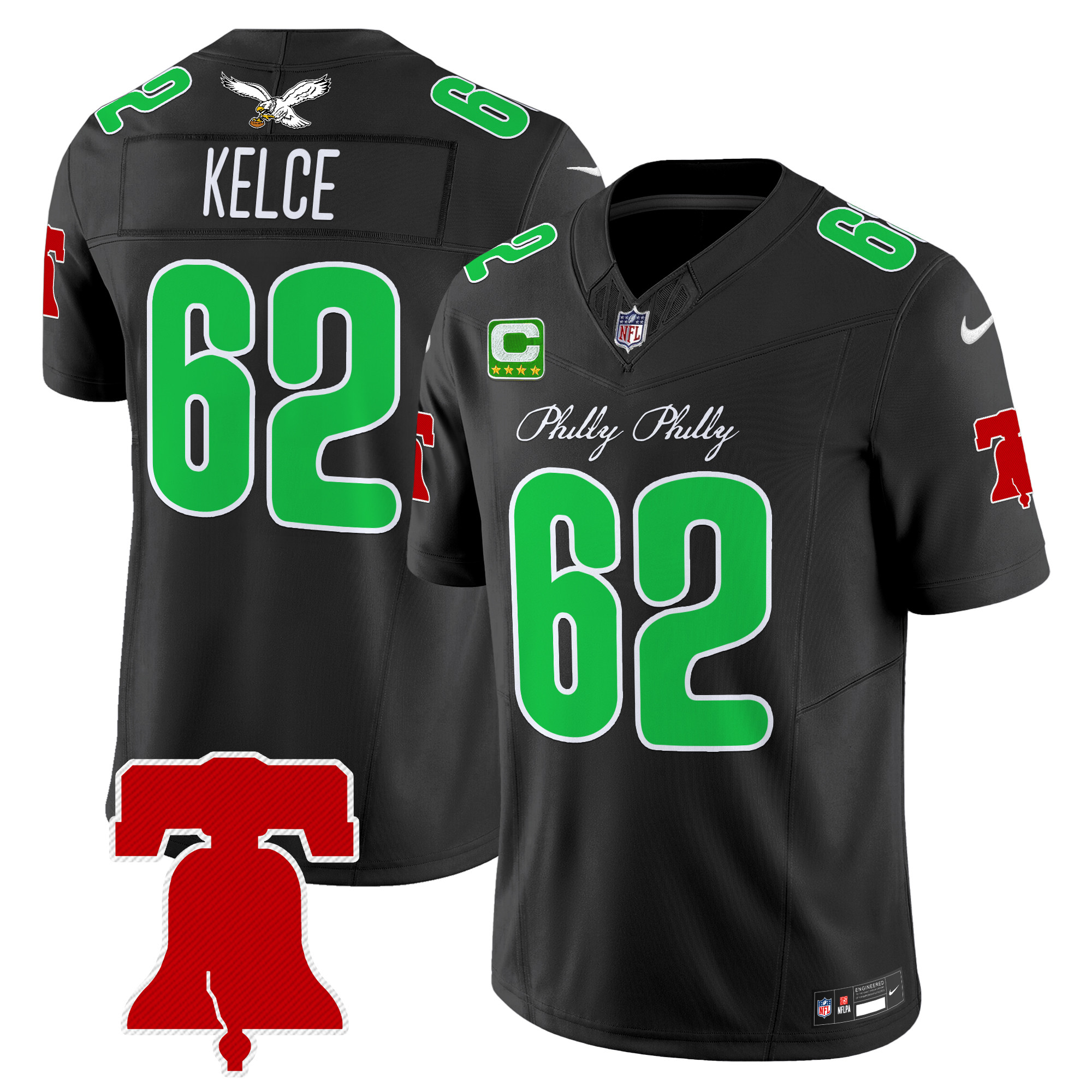 Jason Kelce Men's Philadelphia Eagles Philly Phanatic Style Vapor Limited Black Jersey - All Stitched