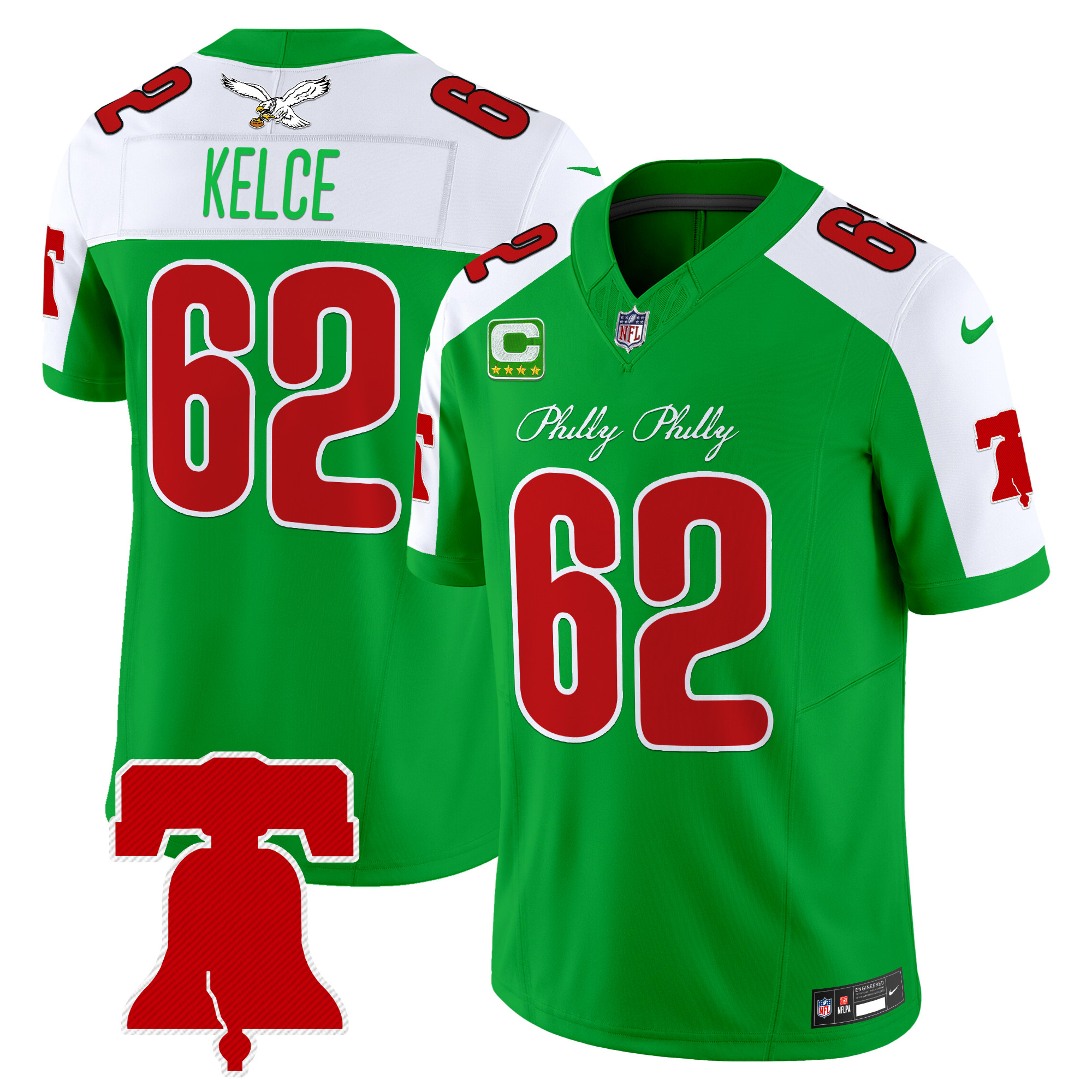 Jason Kelce Men's Philadelphia Eagles Philly Phanatic Style Vapor Limited Kelly Alternate Jersey - All Stitched