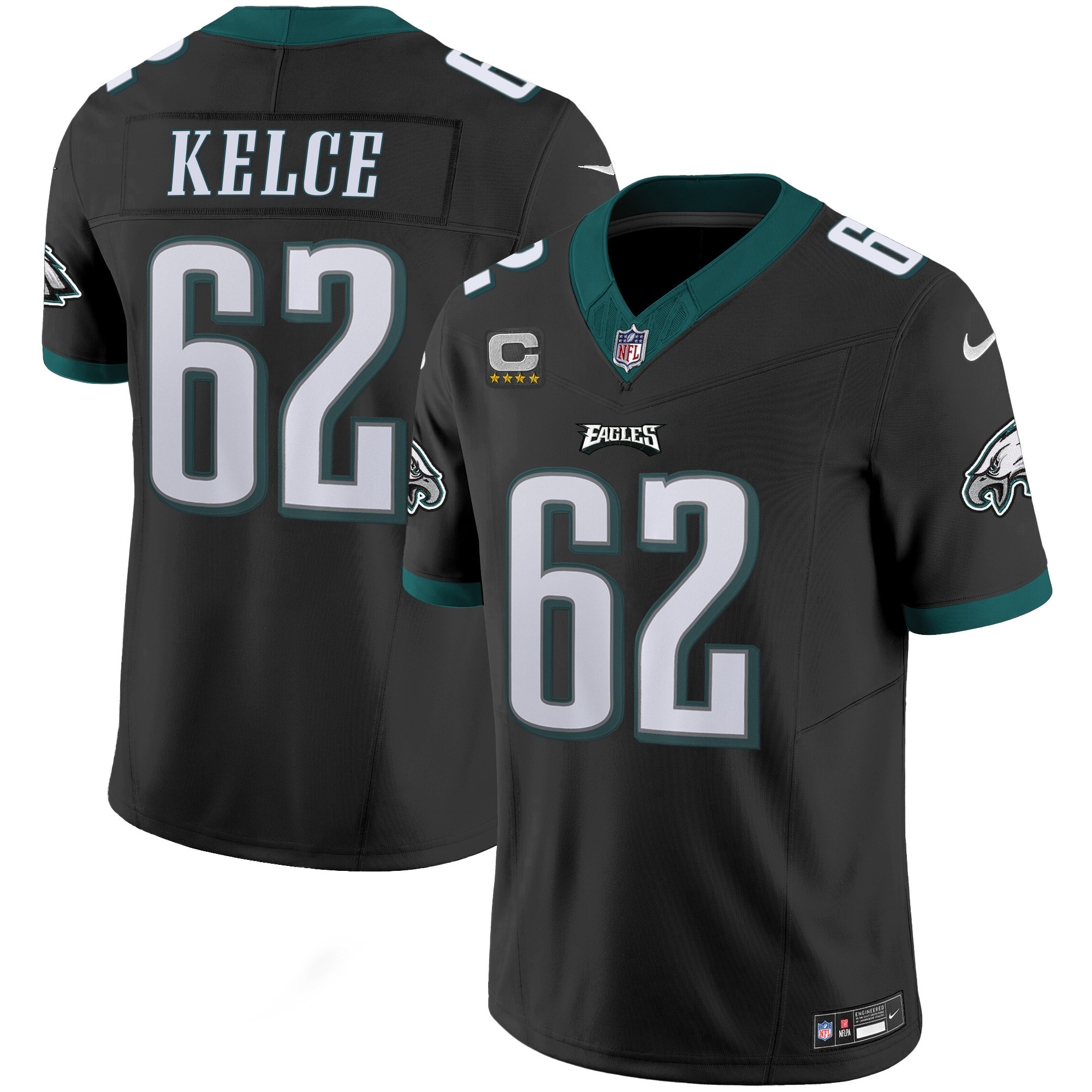 Jason Kelce Men's Philadelphia Eagles Vapor Limited Black Jersey - All Stitched