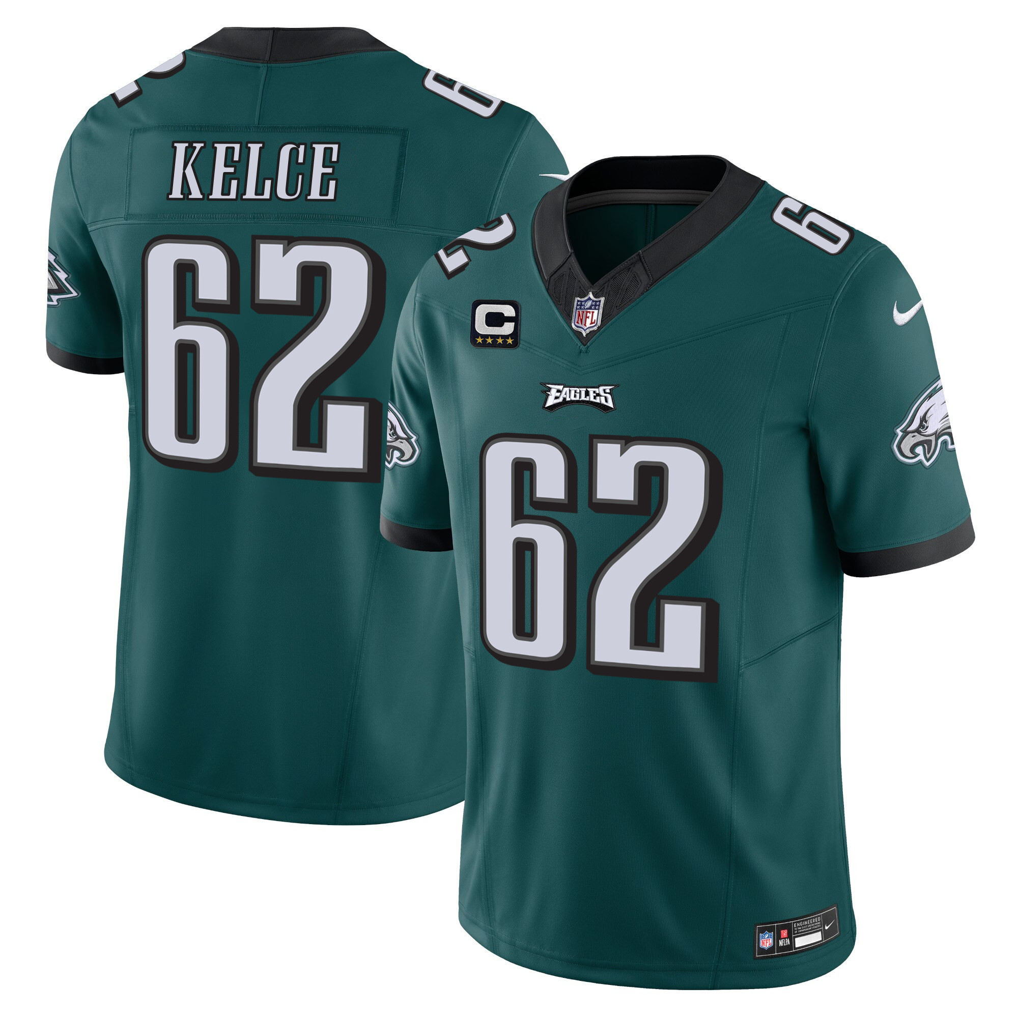 Jason Kelce Men's Philadelphia Eagles Vapor Limited Midnight Green Jersey - All Stitched