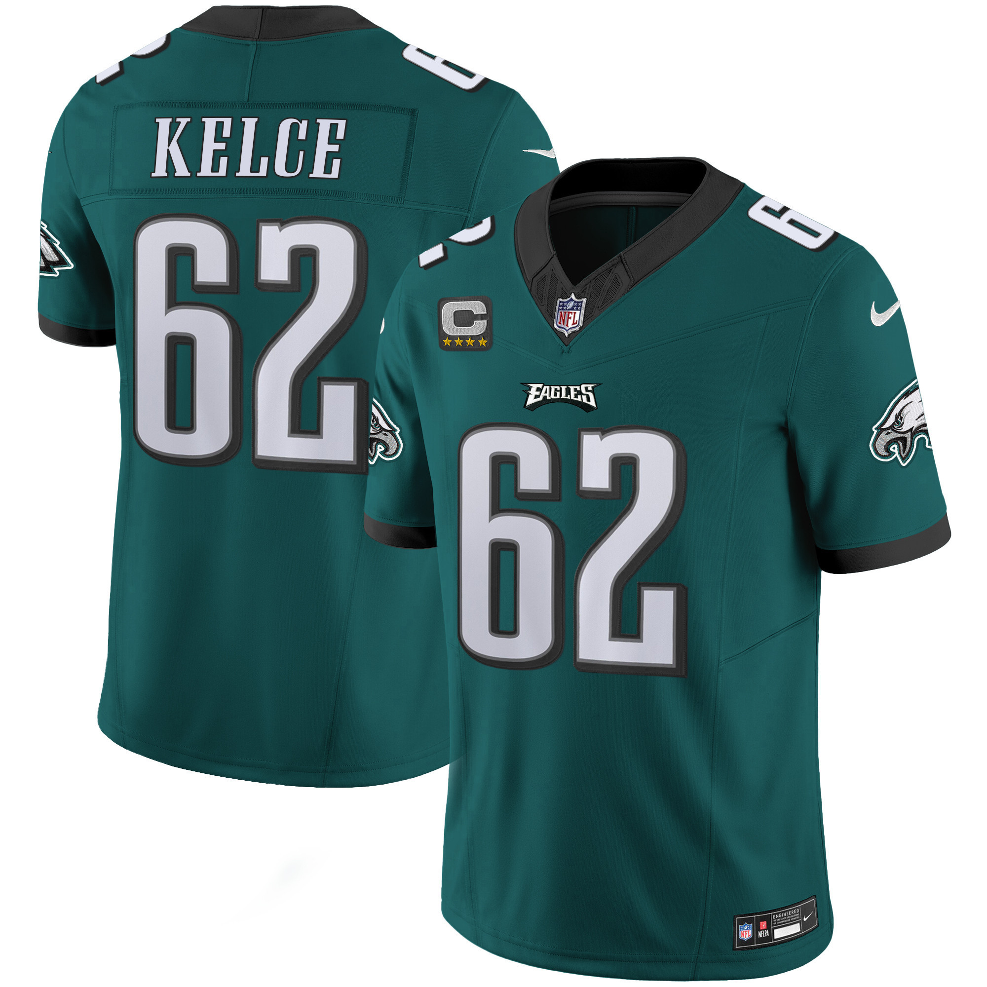 Jason Kelce Men's Philadelphia Eagles Vapor Limited Midnight Green Jersey - All Stitched