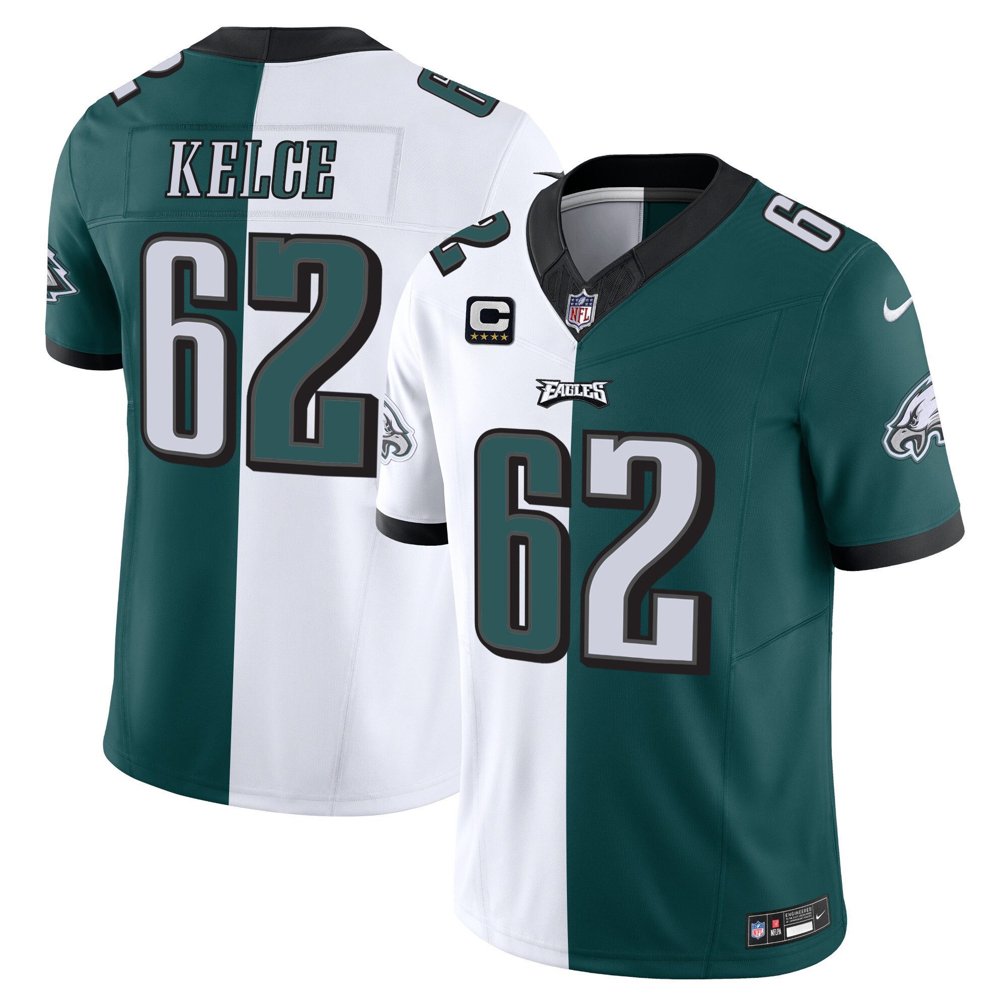 Jason Kelce Men's Philadelphia Eagles Vapor Limited Split Jersey - All Stitched