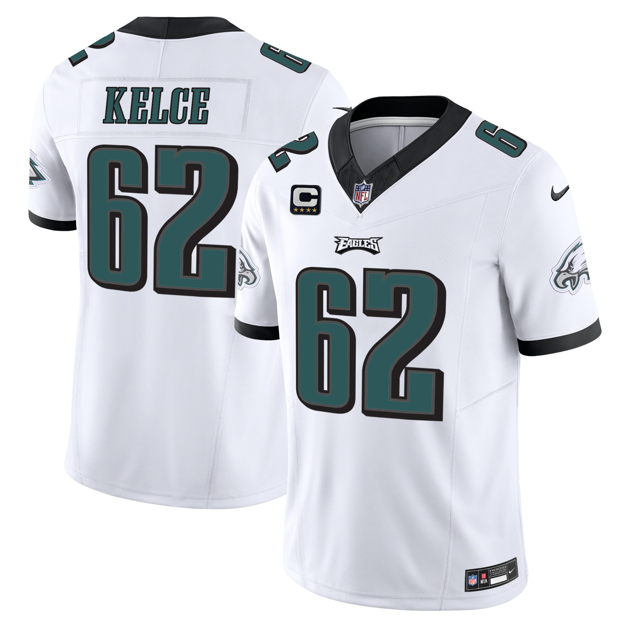 Jason Kelce Men's Philadelphia Eagles Vapor Limited White Jersey - All Stitched