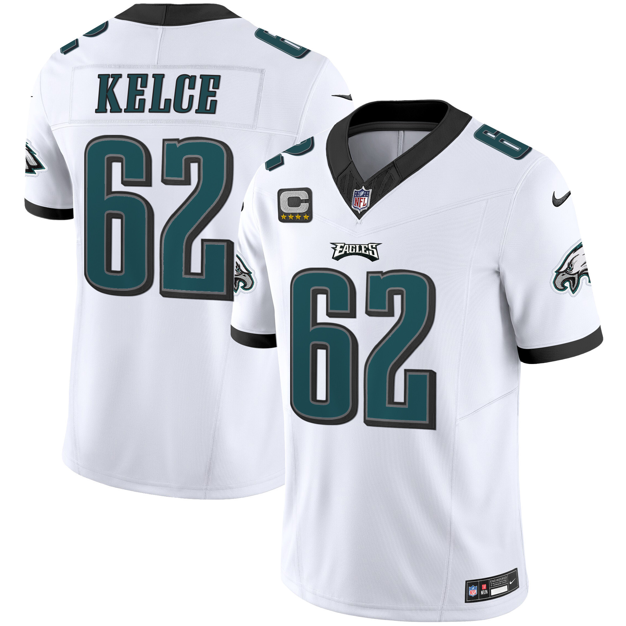 Jason Kelce Men's Philadelphia Eagles Vapor Limited White Jersey - All Stitched