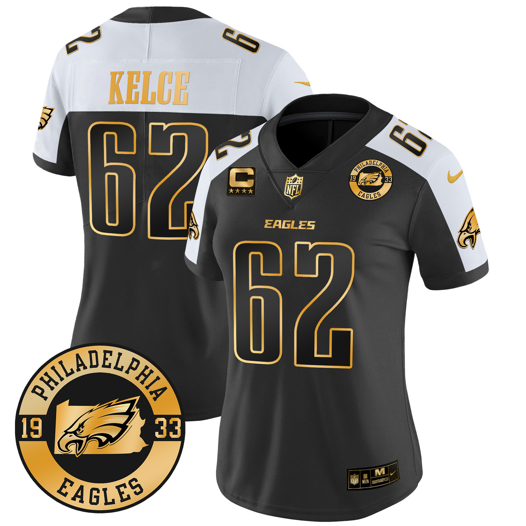 Jason Kelce Women's Philadelphia Eagles 2024 Gold Vapor Limited Alternate Jersey - All Stitched