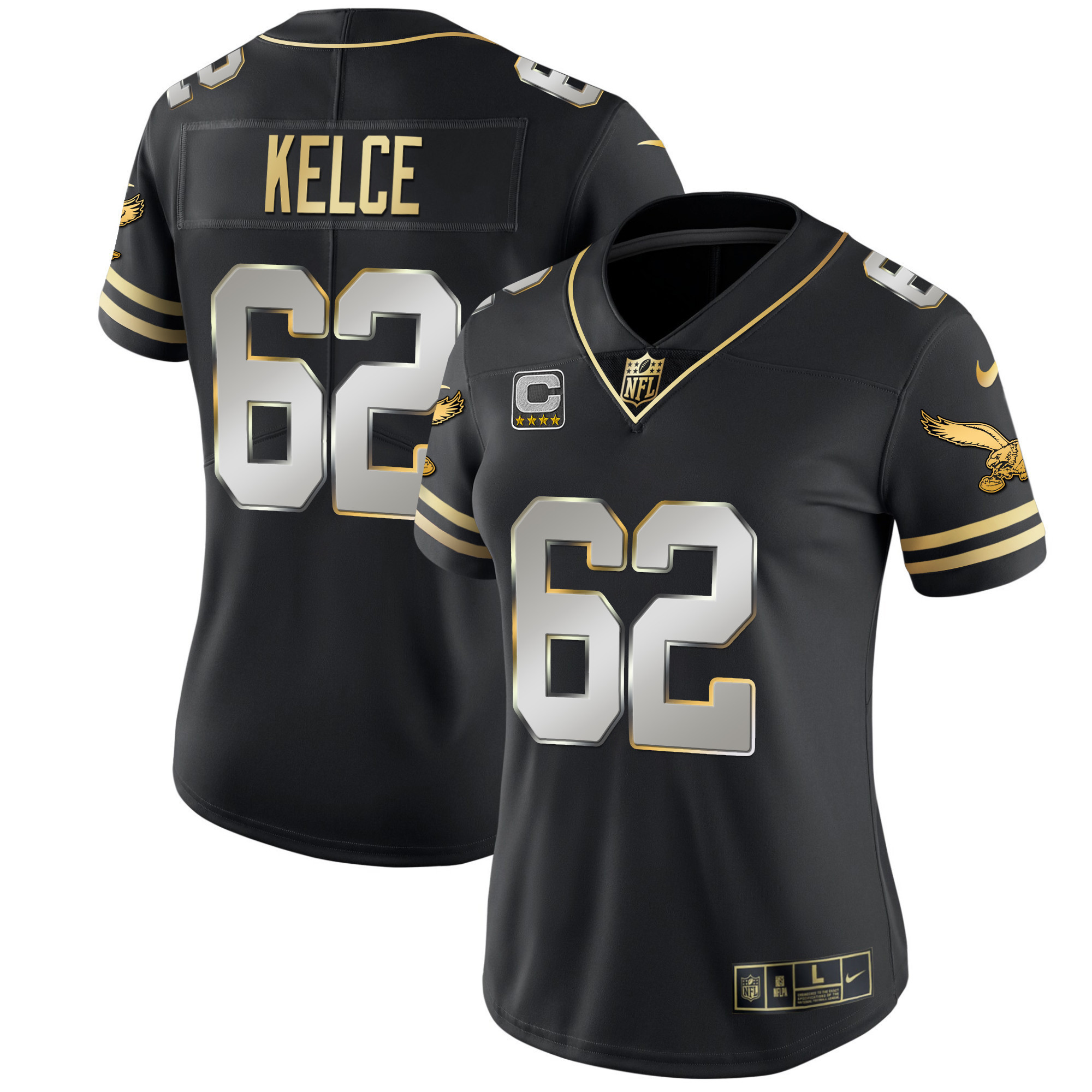 Jason Kelce Women's Philadelphia Eagles Gold & Kelly Vapor Black Limited Jersey - All Stitched