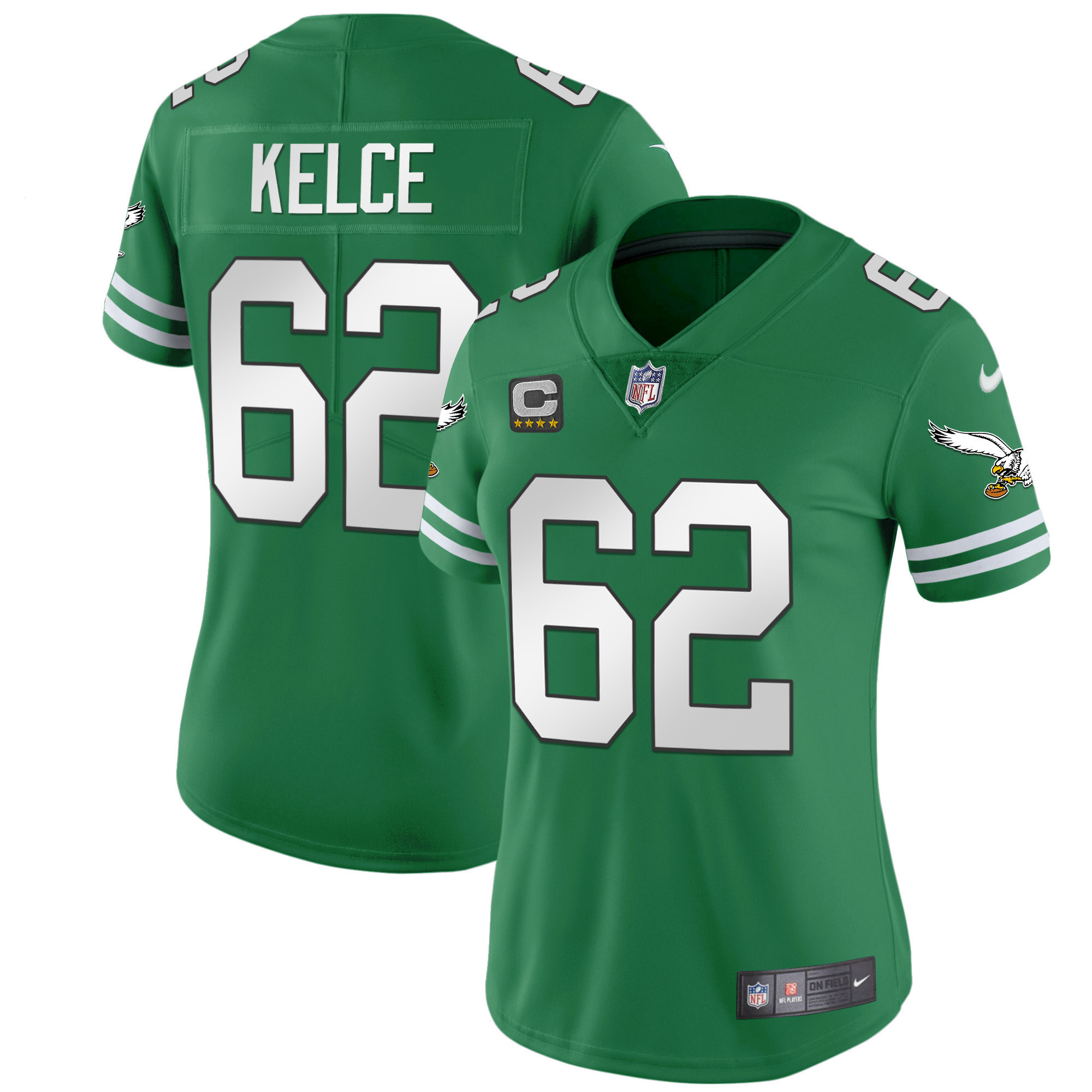 Jason Kelce Women's Philadelphia Eagles Gold & Kelly Vapor Kelly Green Jersey - All Stitched