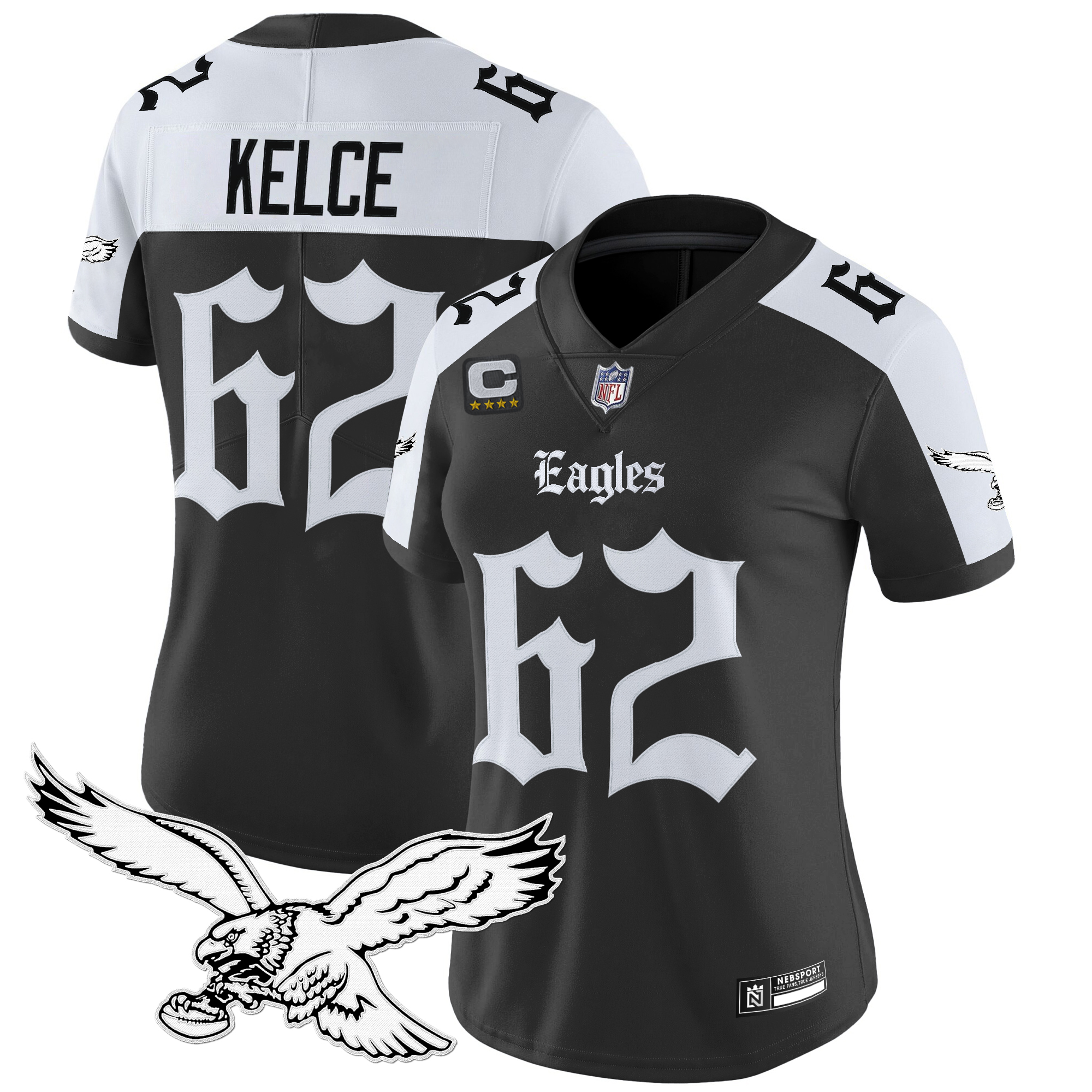 Jason Kelce Women's Philadelphia Eagles 'Gothic Philly Edition' Vapor Limited Alternate Jersey - All Stitched