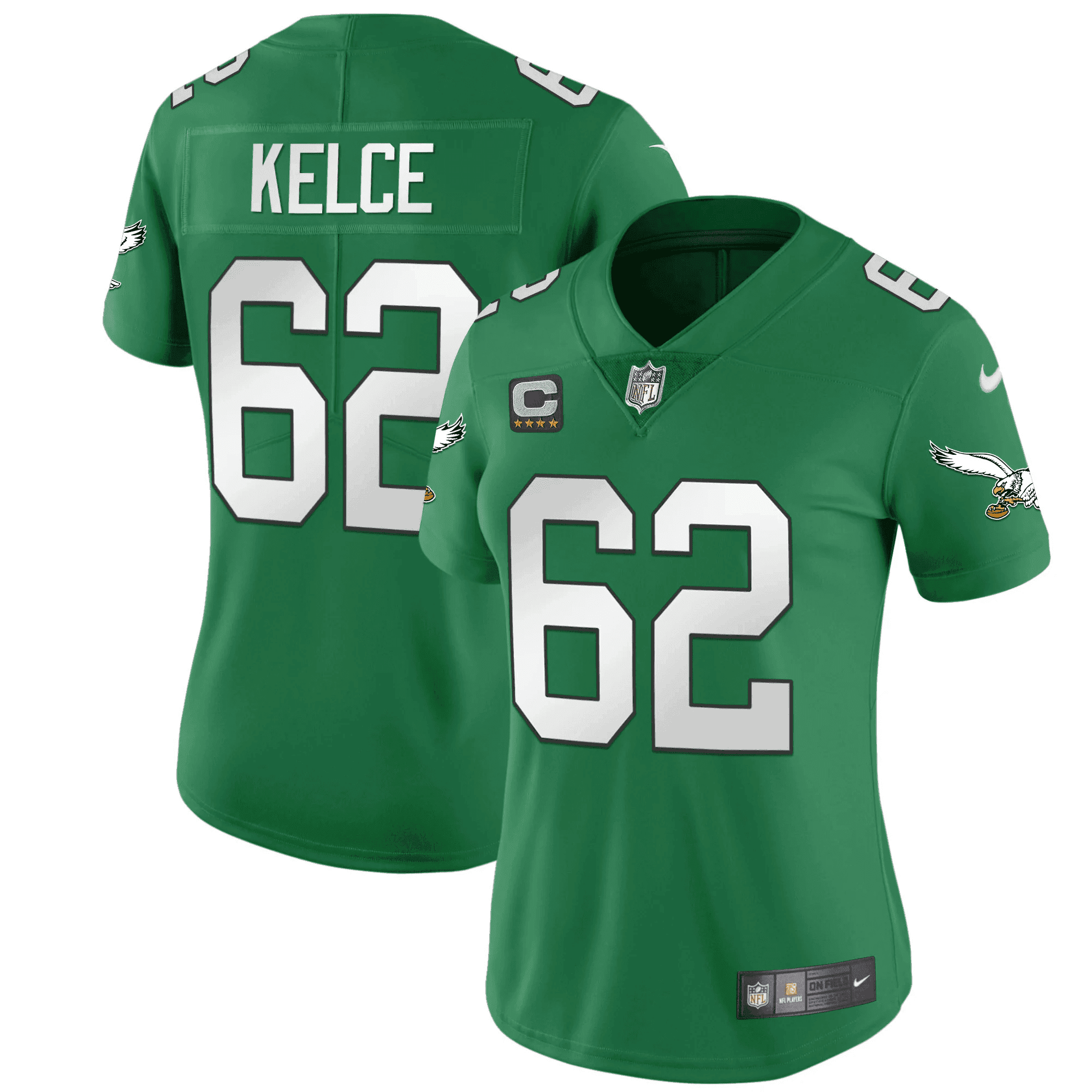 Jason Kelce Women's Philadelphia Eagles Kelly Green Gold Kelly Green Jersey - All Stitched