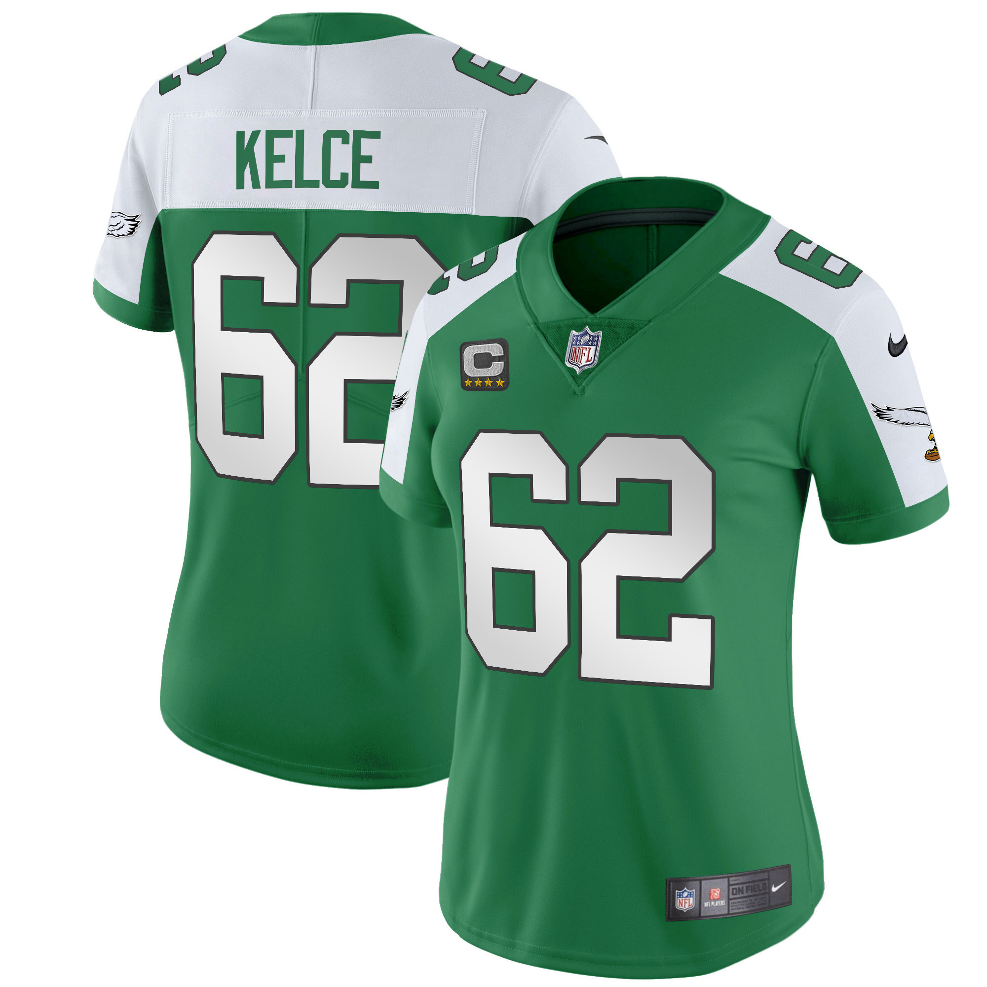 Jason Kelce Women's Philadelphia Eagles Kelly Green Vapor Limited Kelly Alternate Jersey - All Stitched