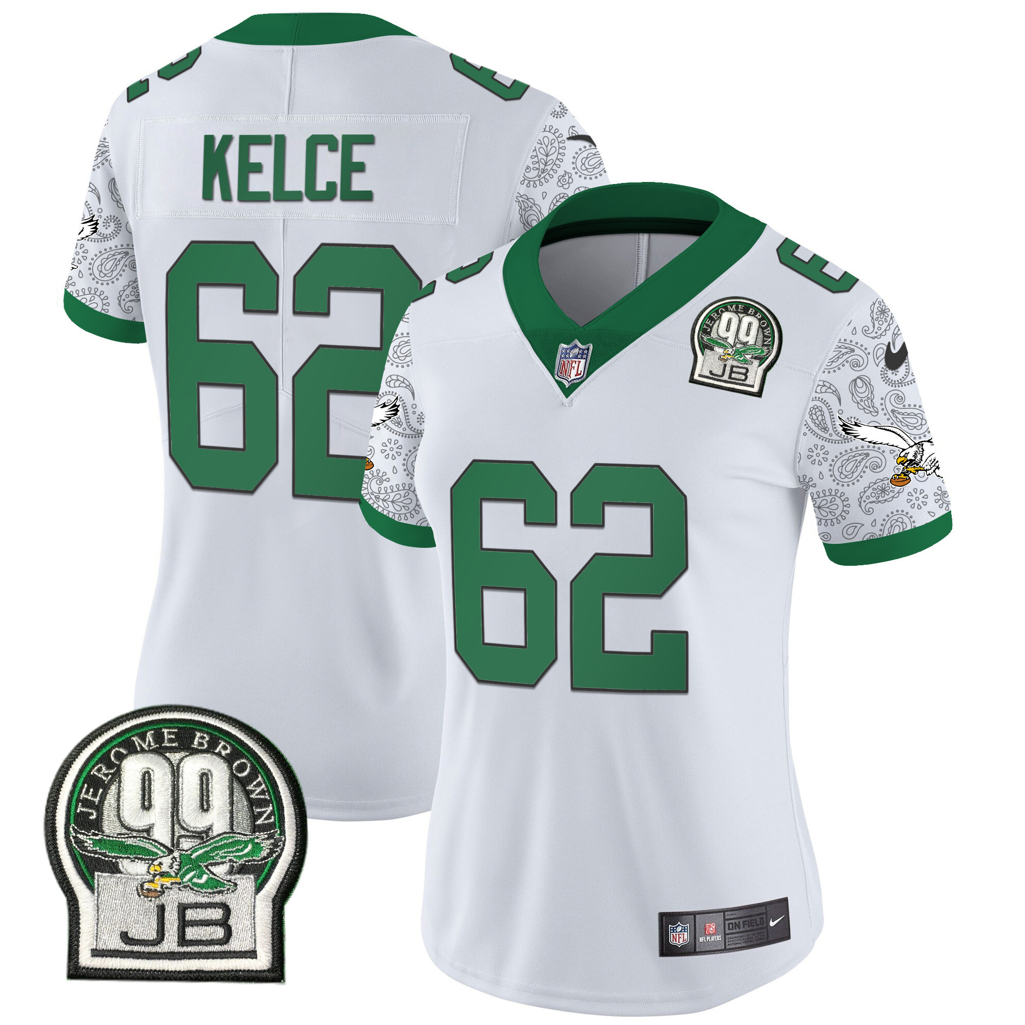 Jason Kelce Women's Philadelphia Eagles Kelly Green Vapor Limited Kelly White Jersey - All Stitched
