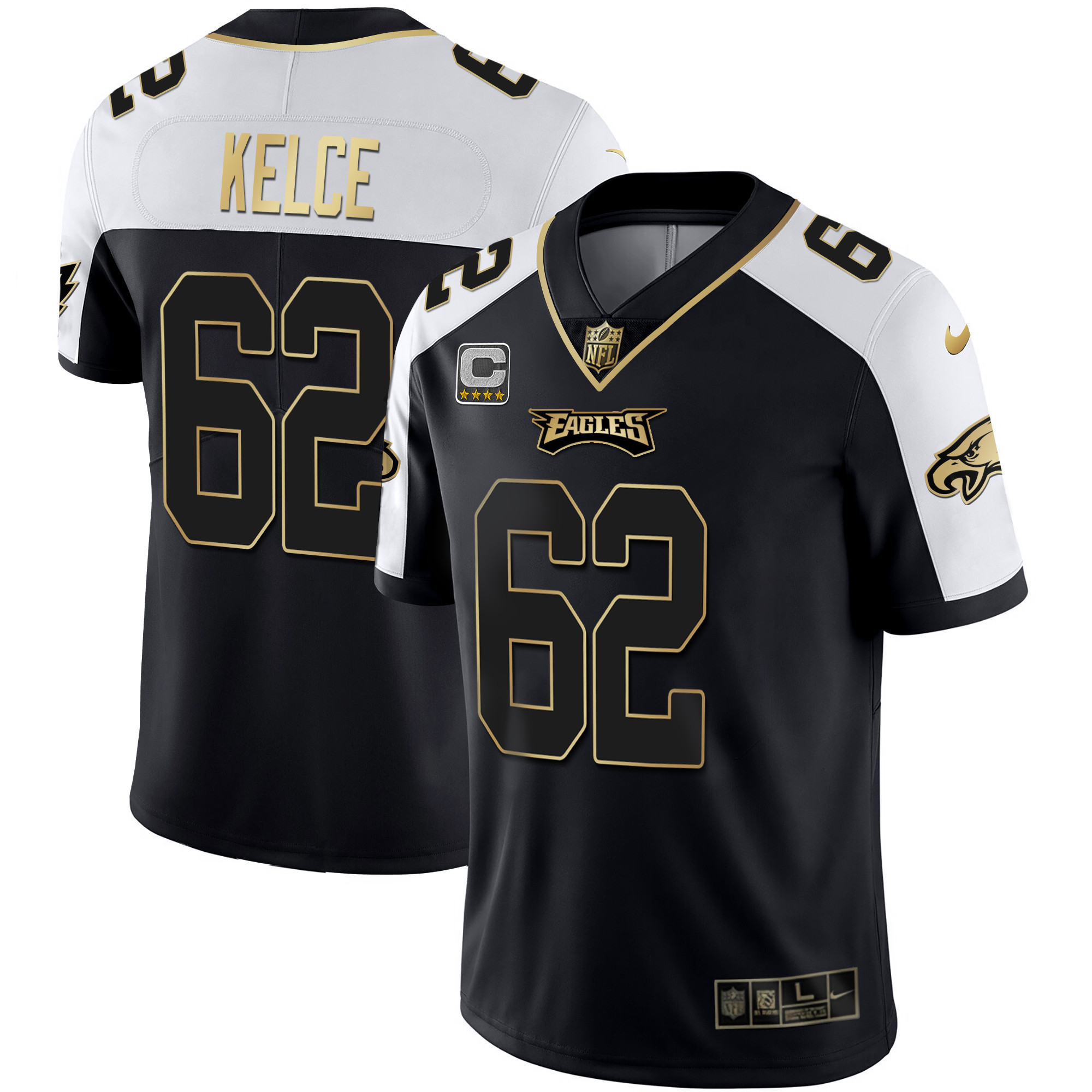 Jason Kelce Youth's Philadelphia Eagles Gold & Split Vapor - All Stitched Alternate Jersey - All Stitched