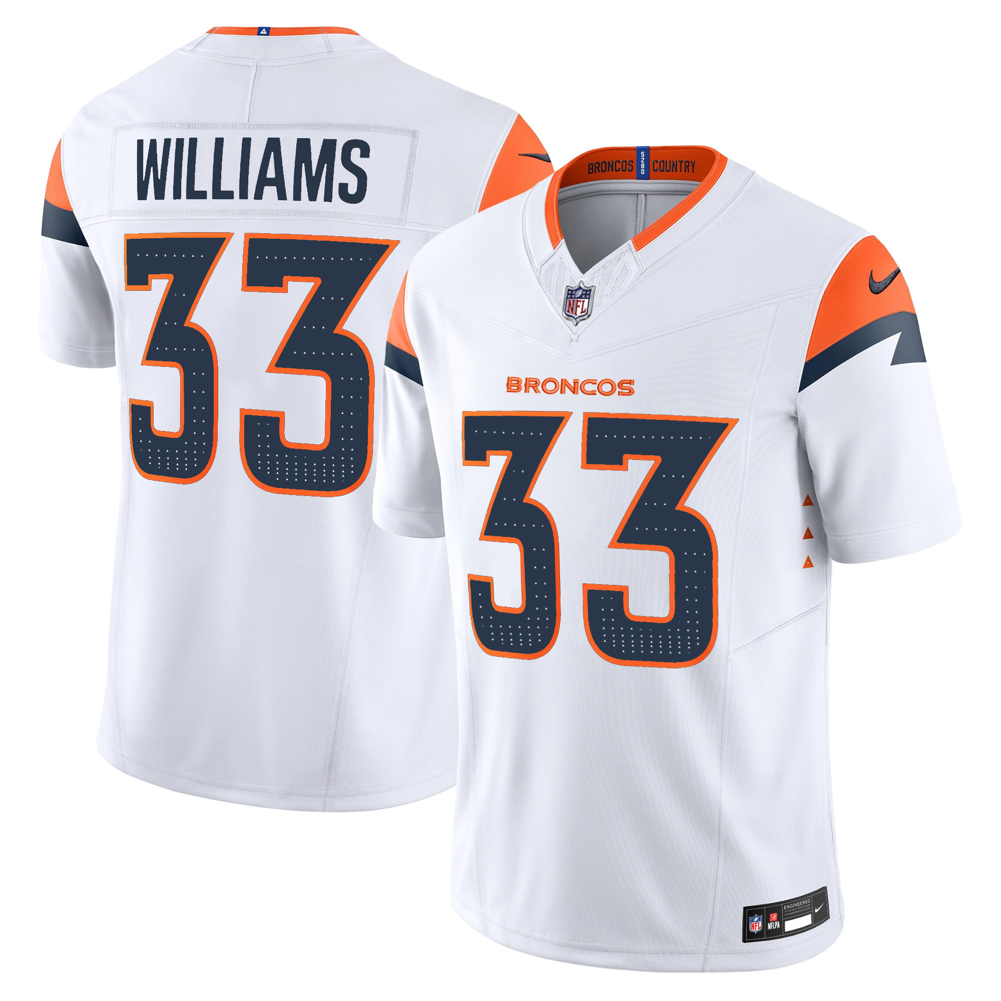 Javonte Williams Men's Denver Broncos 2024 Vapor Limited White Jersey - All Stitched