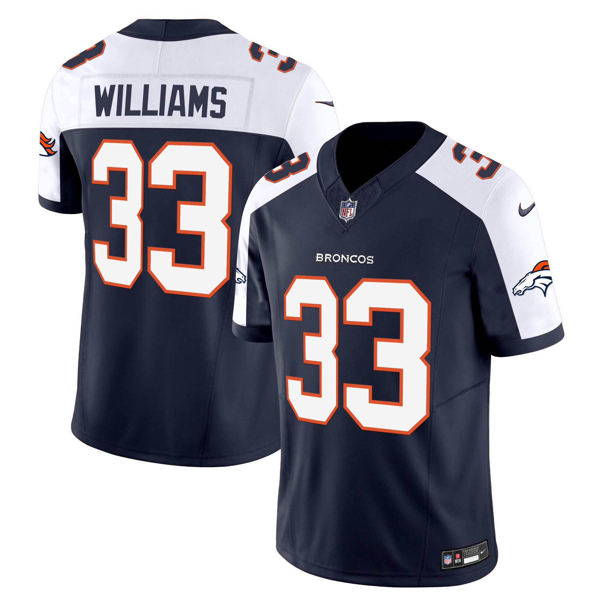 Javonte Williams Men's Denver Broncos Vapor Limited Navy Alternate Jersey - All Stitched