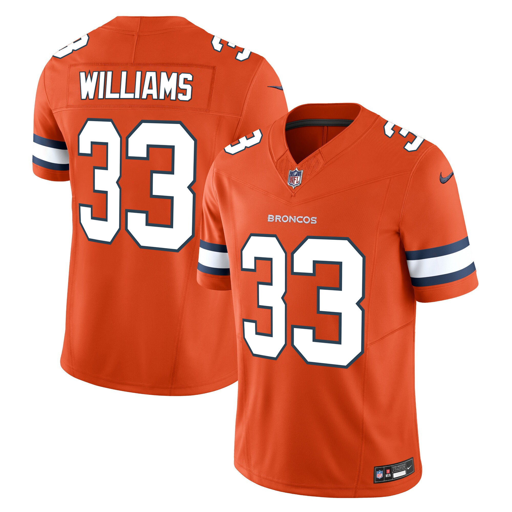 Javonte Williams Men's Denver Broncos Vapor Limited Orange Jersey - All Stitched