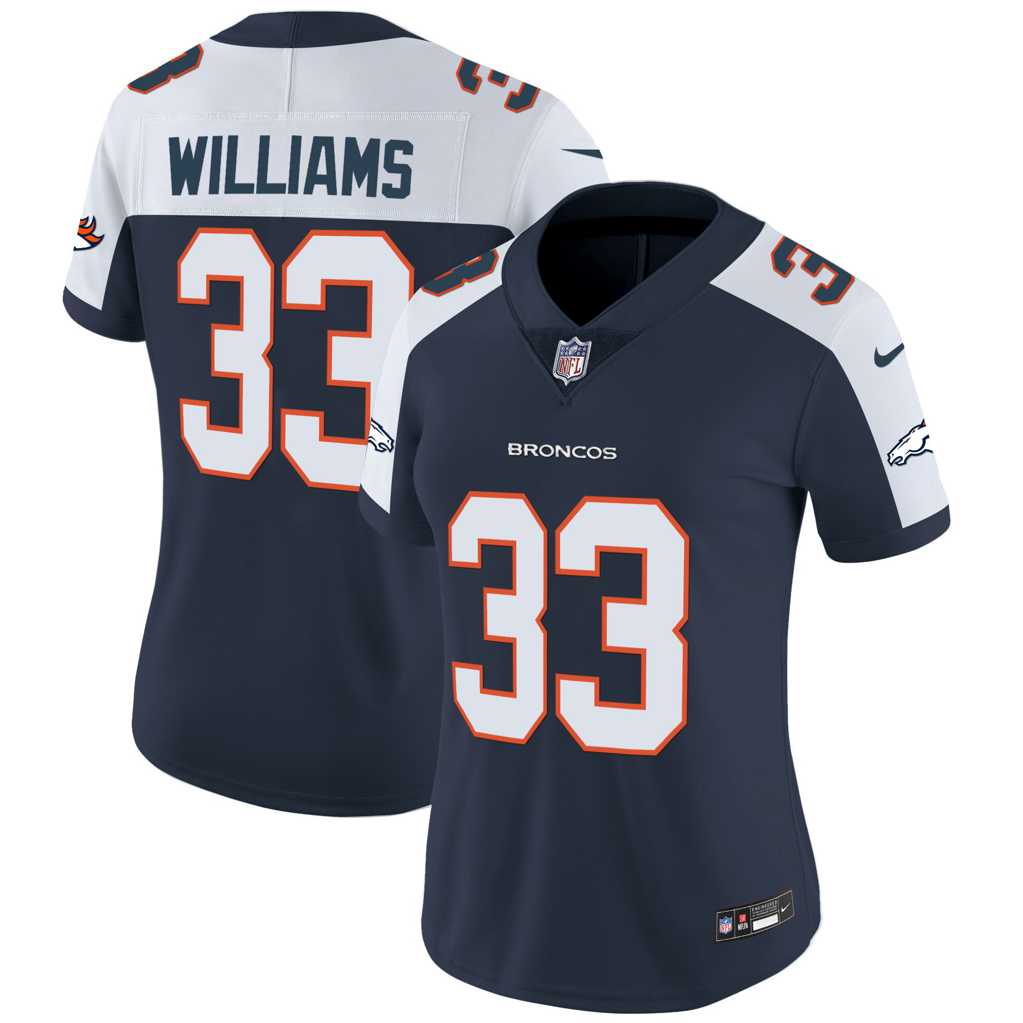 Javonte Williams Women's Denver Broncos Vapor Limited Navy Alternate Jersey - All Stitched