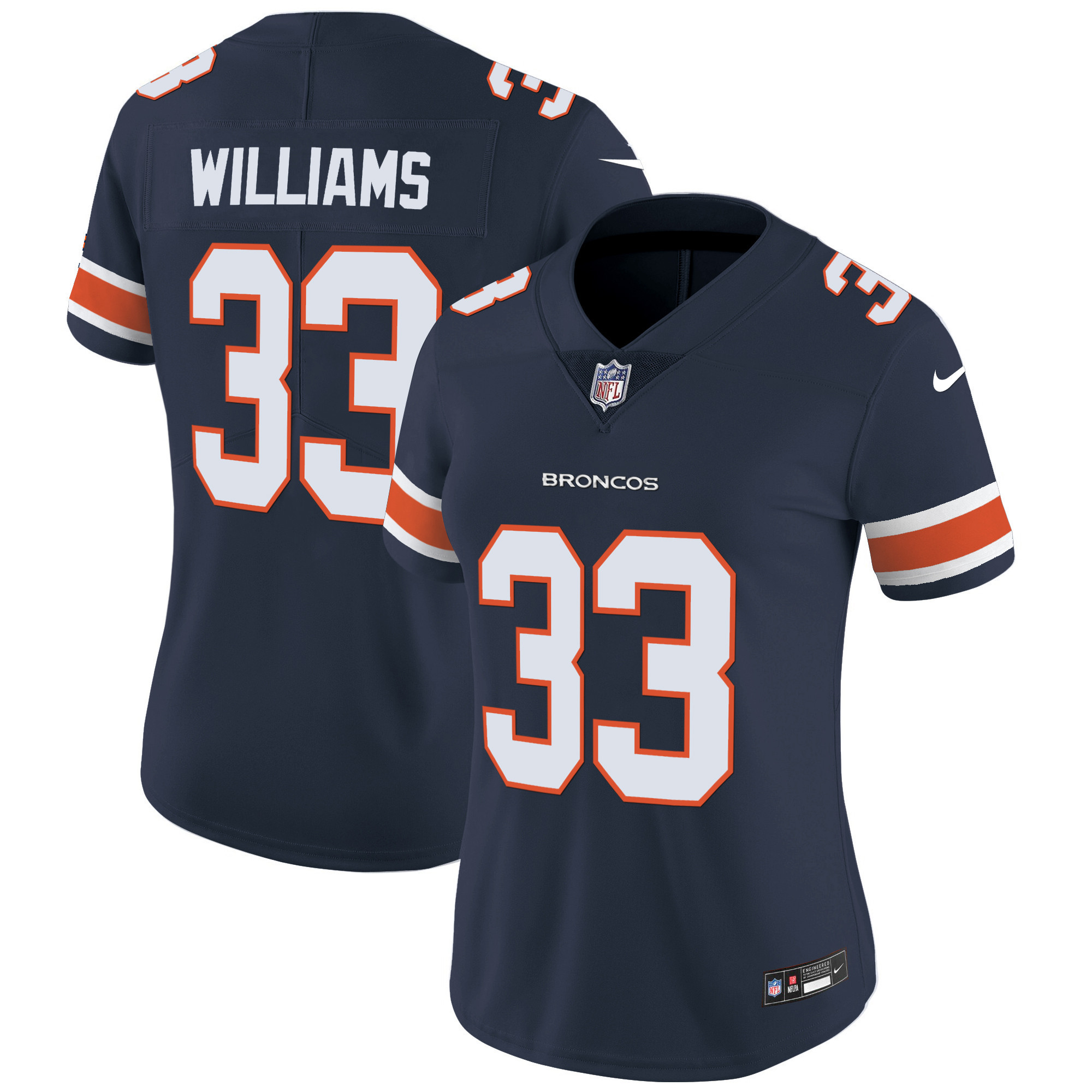 Javonte Williams Women's Denver Broncos Vapor Limited Navy Jersey - All Stitched