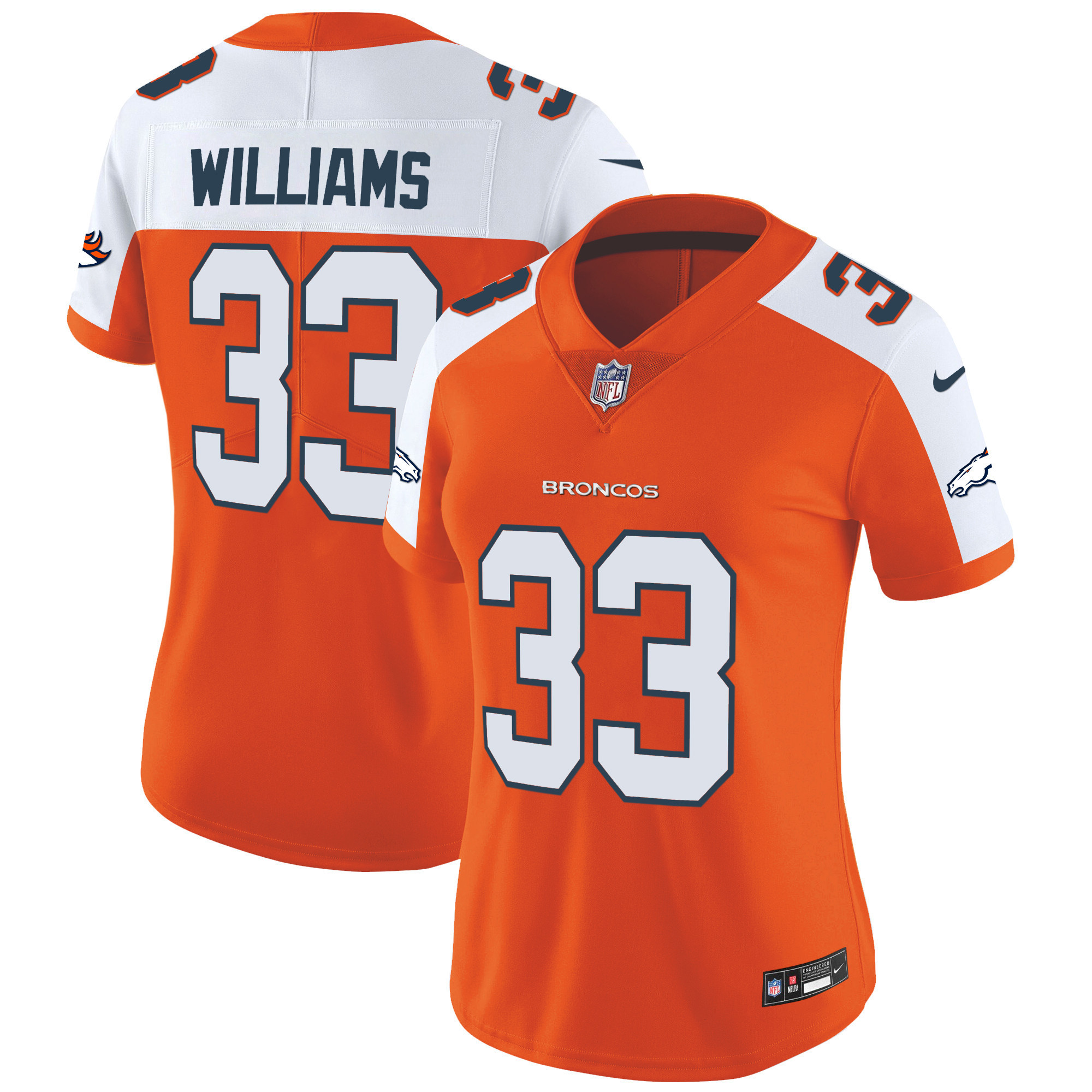 Javonte Williams Women's Denver Broncos Vapor Limited Orange Alternate Jersey - All Stitched