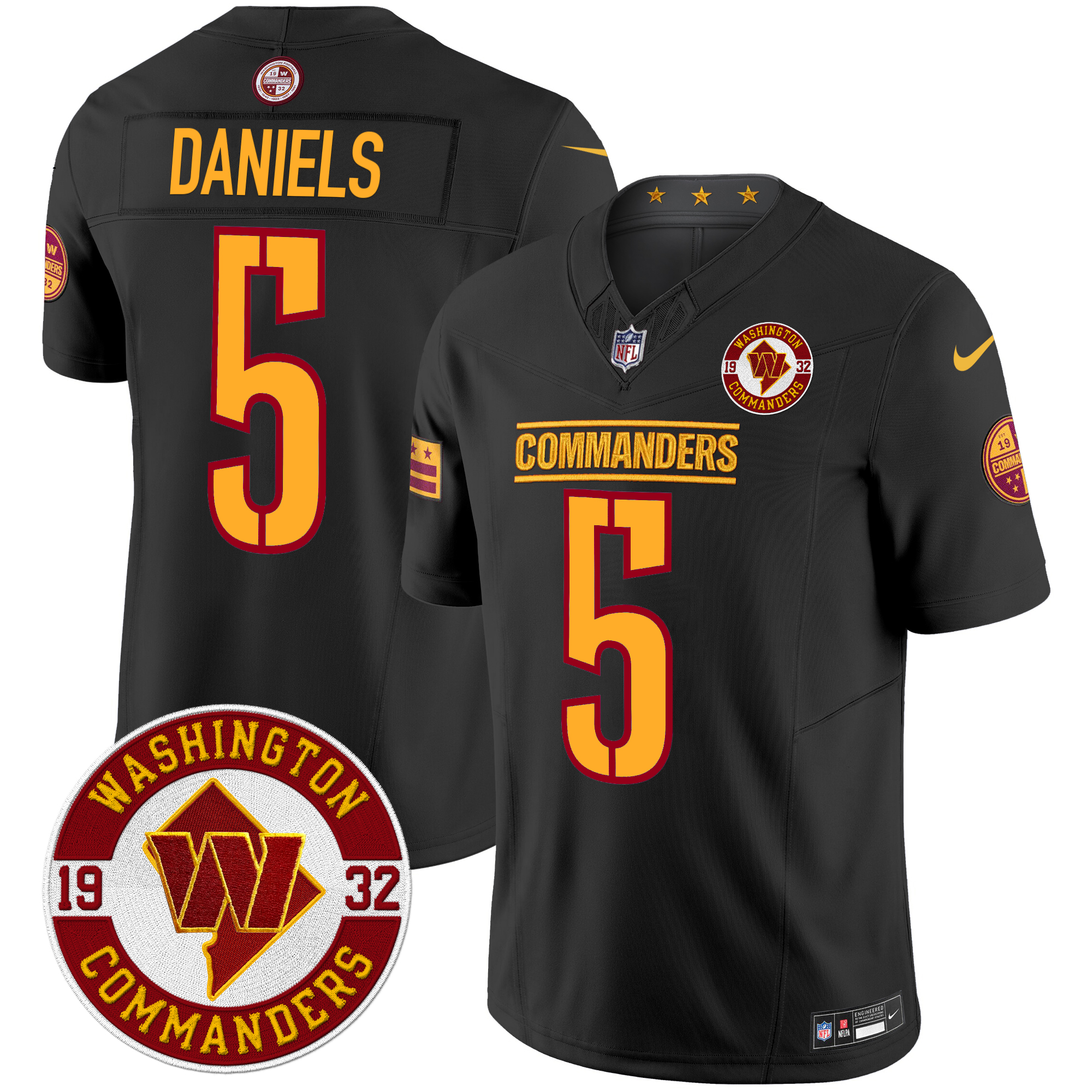 Jayden Daniels Men's Washington Commanders 2024 Vapor Limited Black Jersey - All Stitched