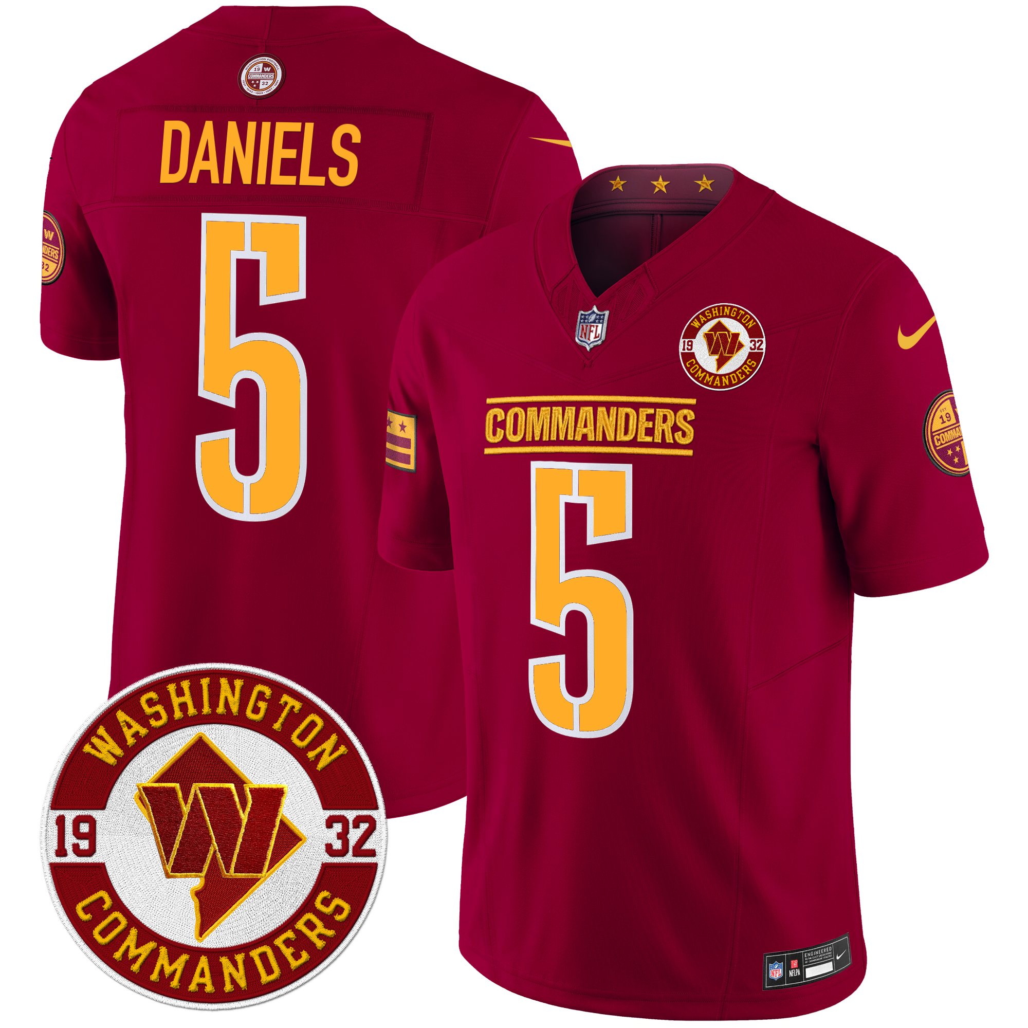 Jayden Daniels Men's Washington Commanders 2024 Vapor Limited Burgundy Jersey - All Stitched