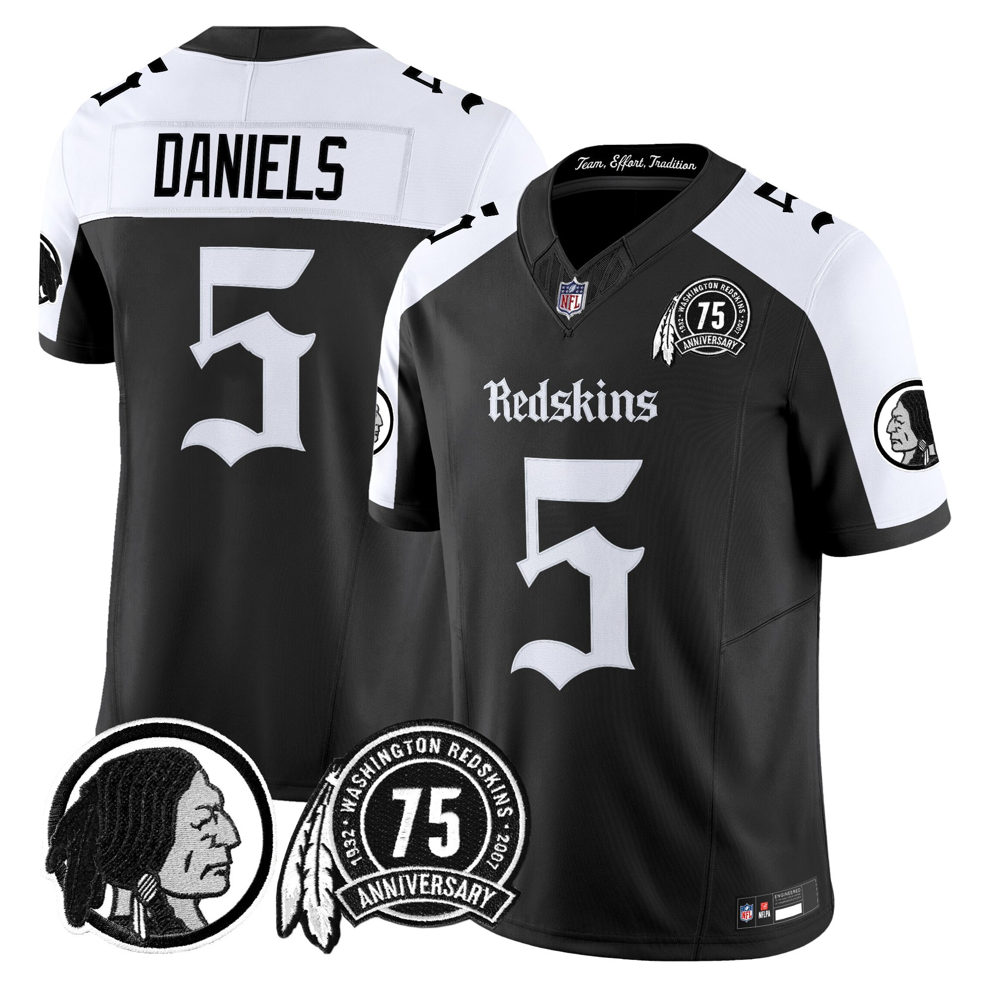 Jayden Daniels Men's Washington Commanders 'Gothic Capital Edition' Vapor Limited Alternate Jersey - All Stitched