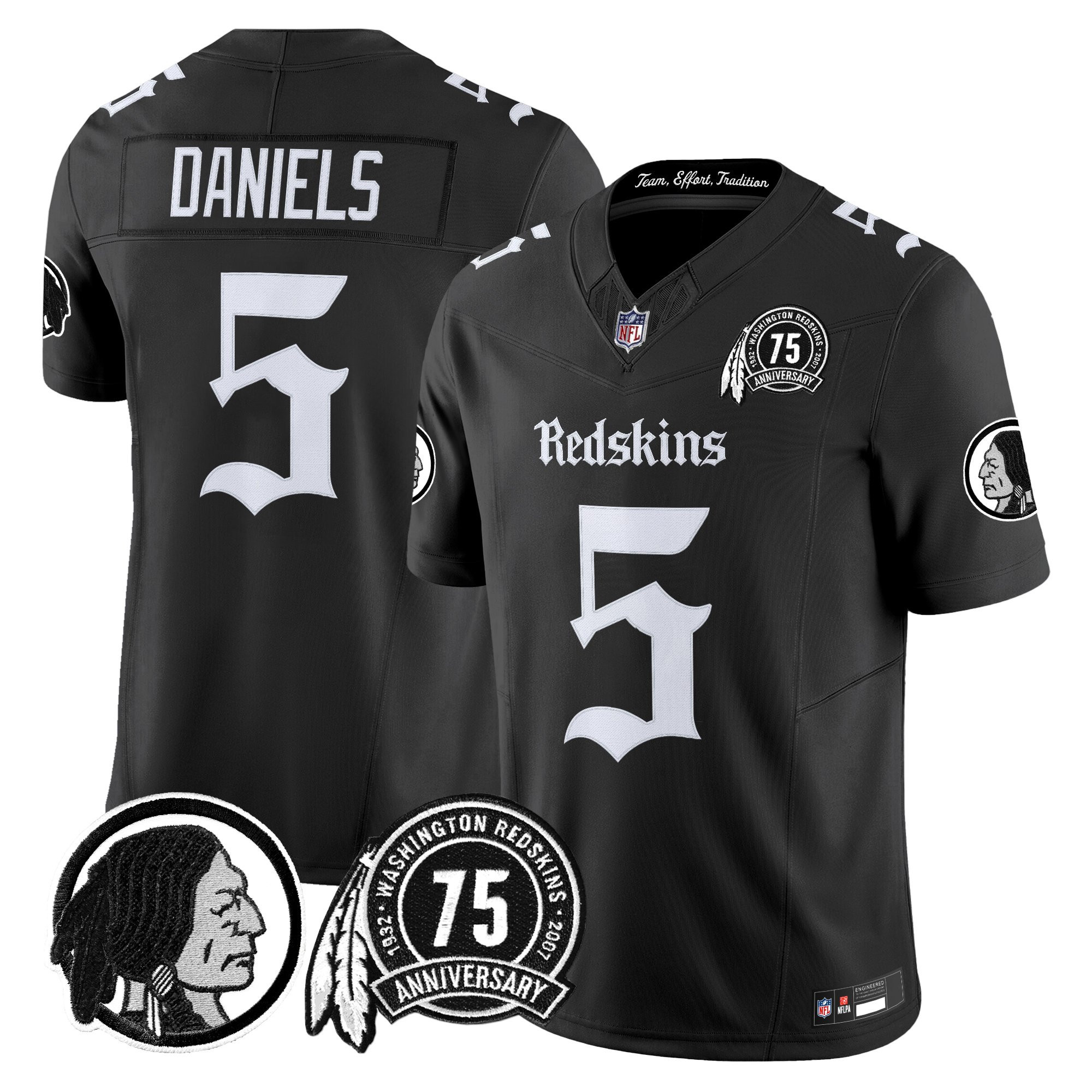 Jayden Daniels Men's Washington Commanders 'Gothic Capital Edition' Vapor Limited Black Jersey - All Stitched