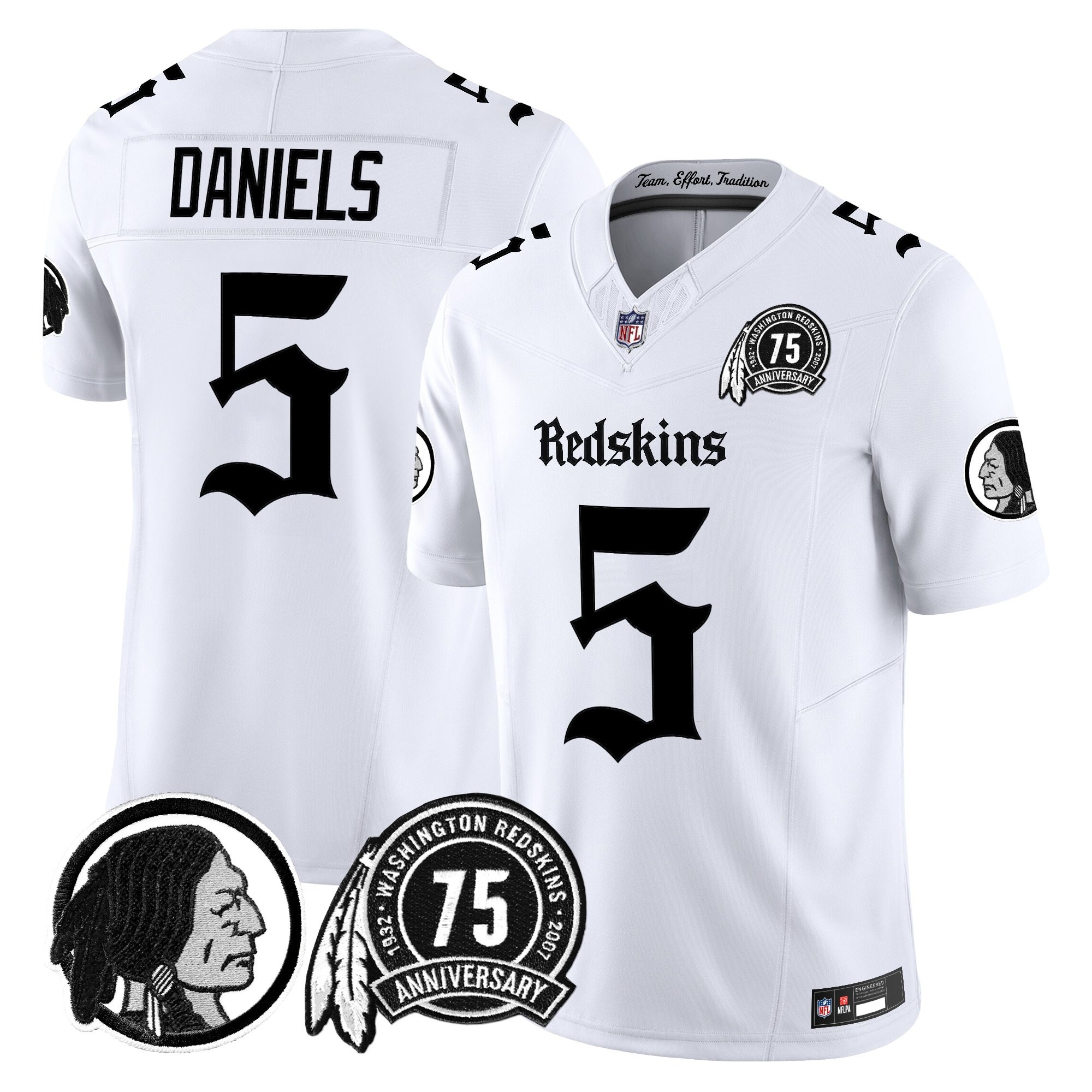 Jayden Daniels Men's Washington Commanders 'Gothic Capital Edition' Vapor Limited White Jersey - All Stitched