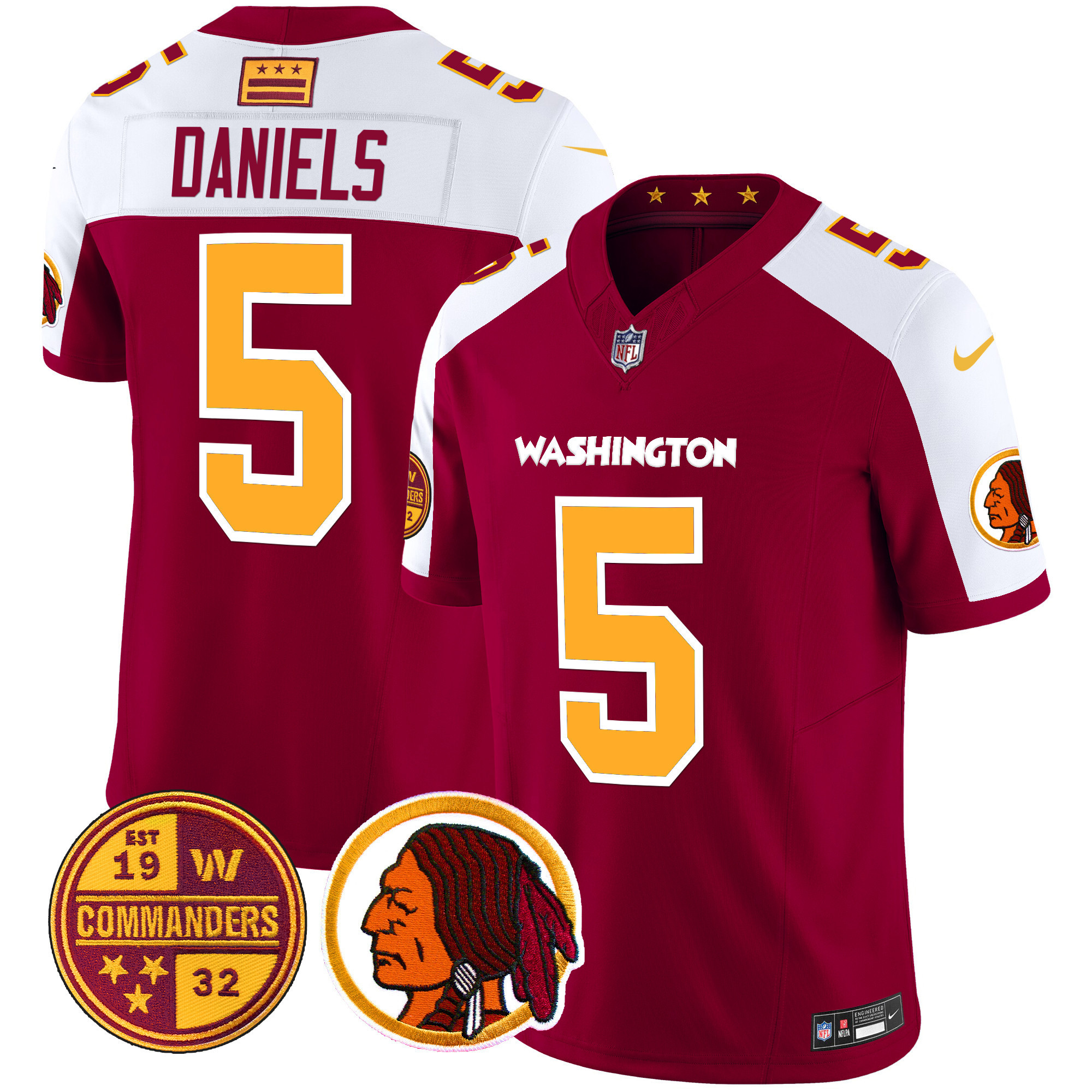 Jayden Daniels Men's Washington Half Washington Redskins & Washington Commanders Vapor Limited Burgundy Alternate Jersey - All Stitched