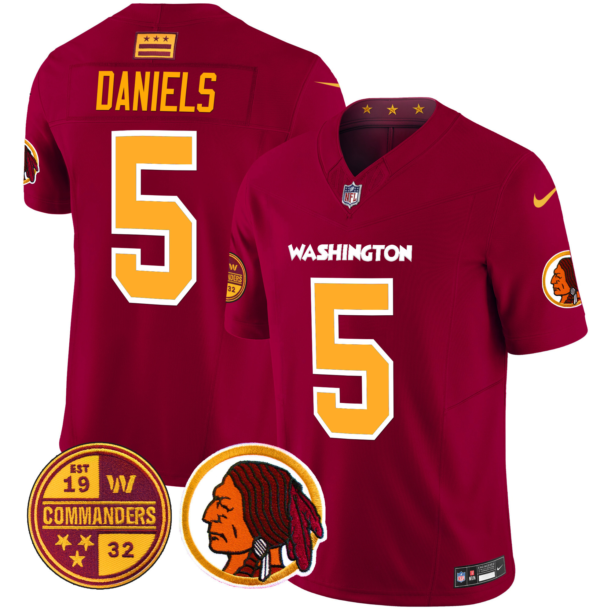 Jayden Daniels Men's Washington Half Washington Redskins & Washington Commanders Vapor Limited Burgundy Jersey - All Stitched