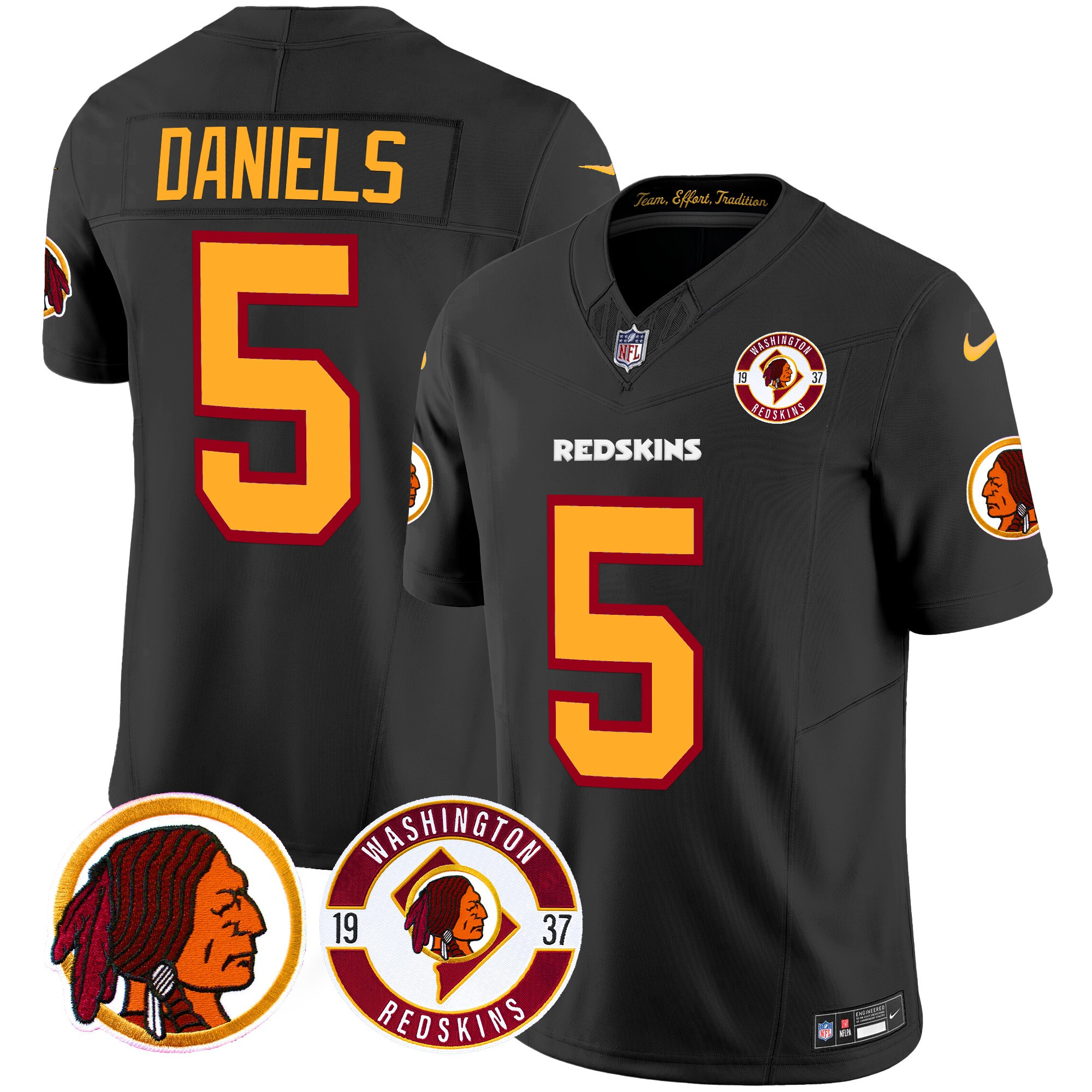 Jayden Daniels Men's Washington Redskins 2024 Vapor Limited Black Jersey - All Stitched