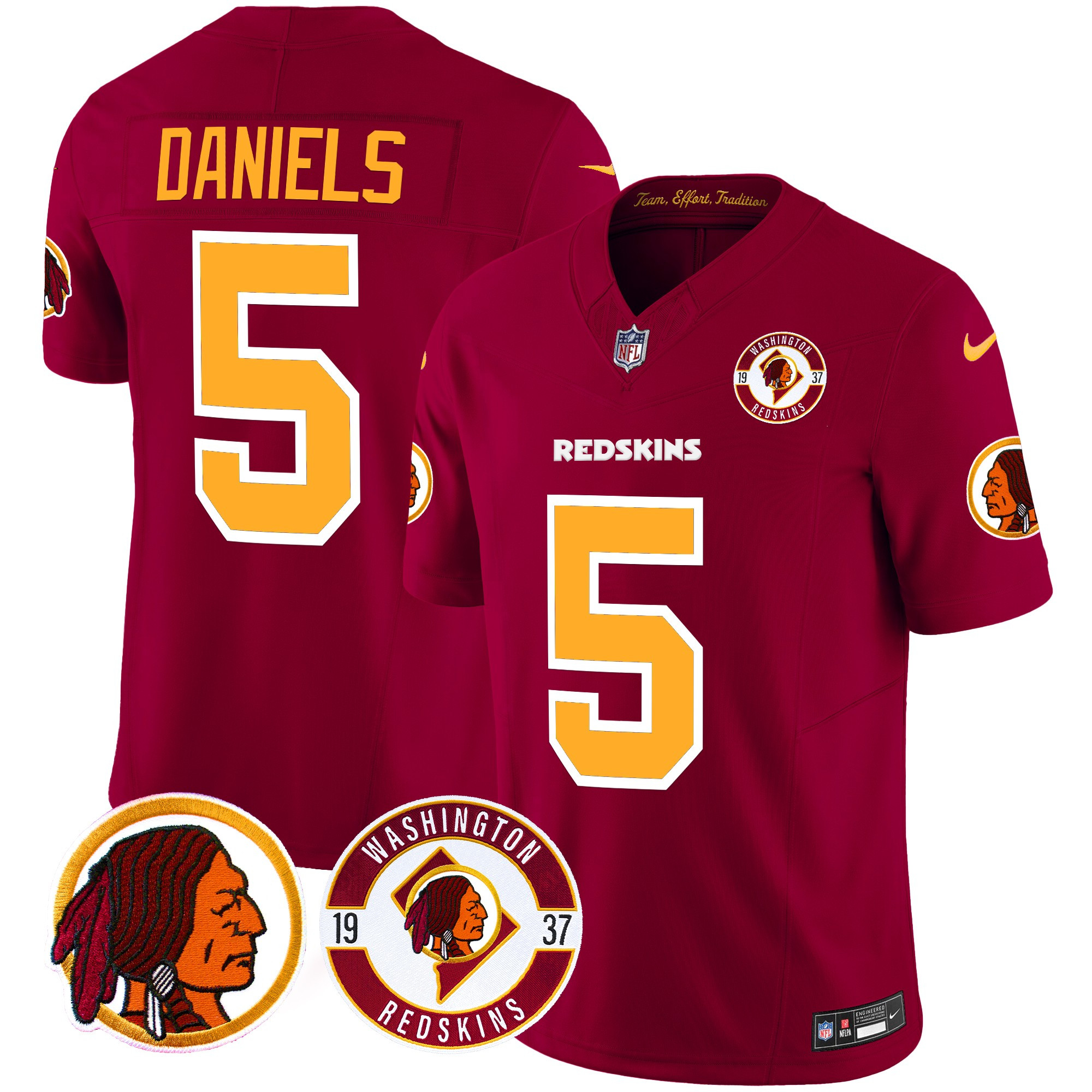 Jayden Daniels Men's Washington Redskins 2024 Vapor Limited Burgundy Jersey - All Stitched