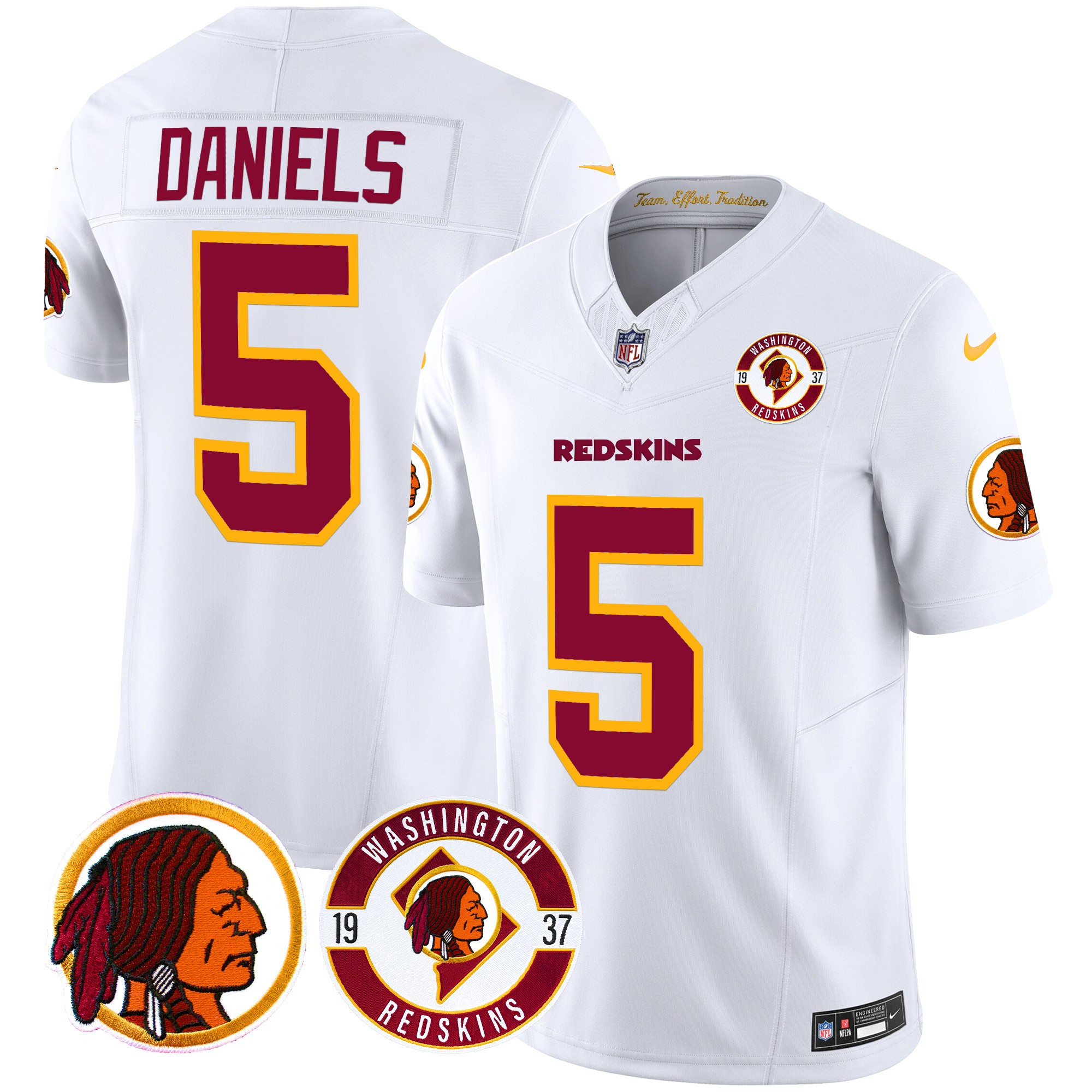 Jayden Daniels Men's Washington Redskins 2024 Vapor Limited White Jersey - All Stitched