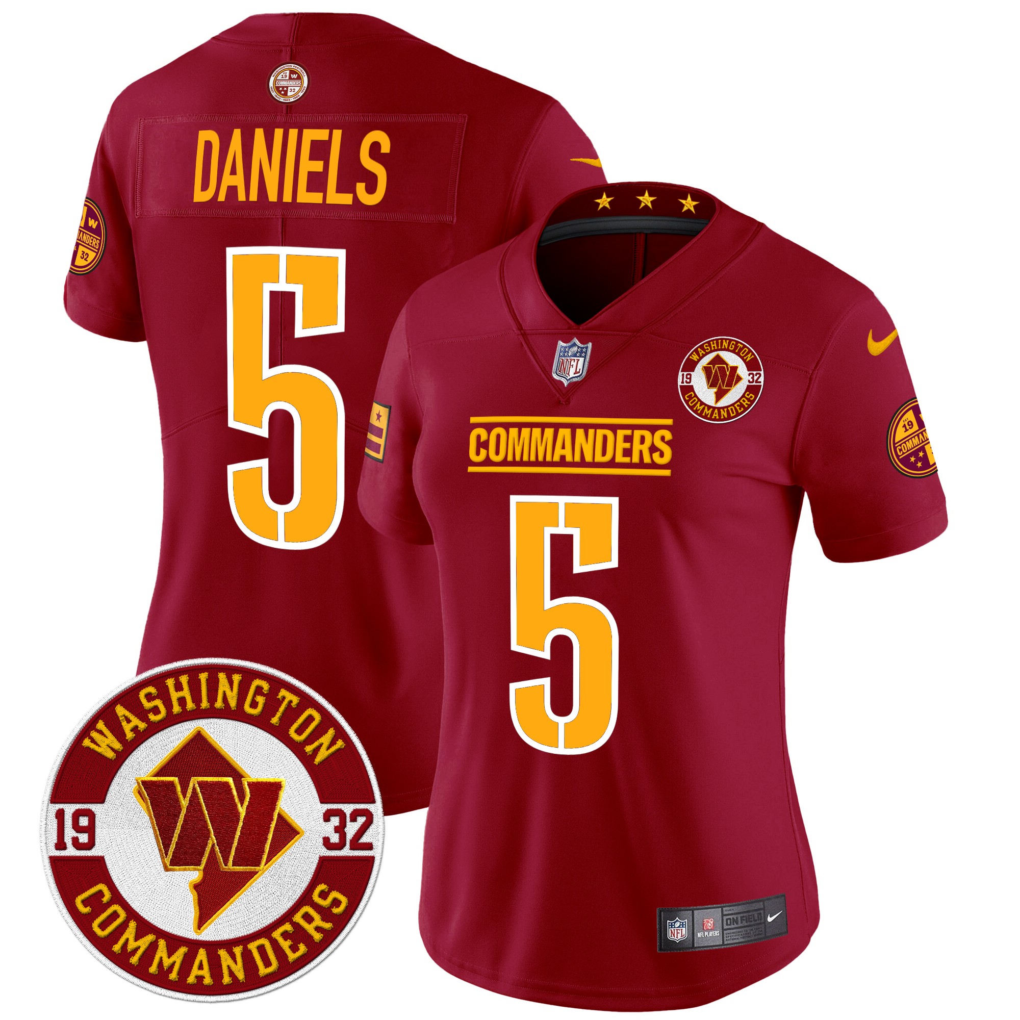 Jayden Daniels Women's Washington Commanders 2024 Vapor Limited Burgundy Jersey - All Stitched