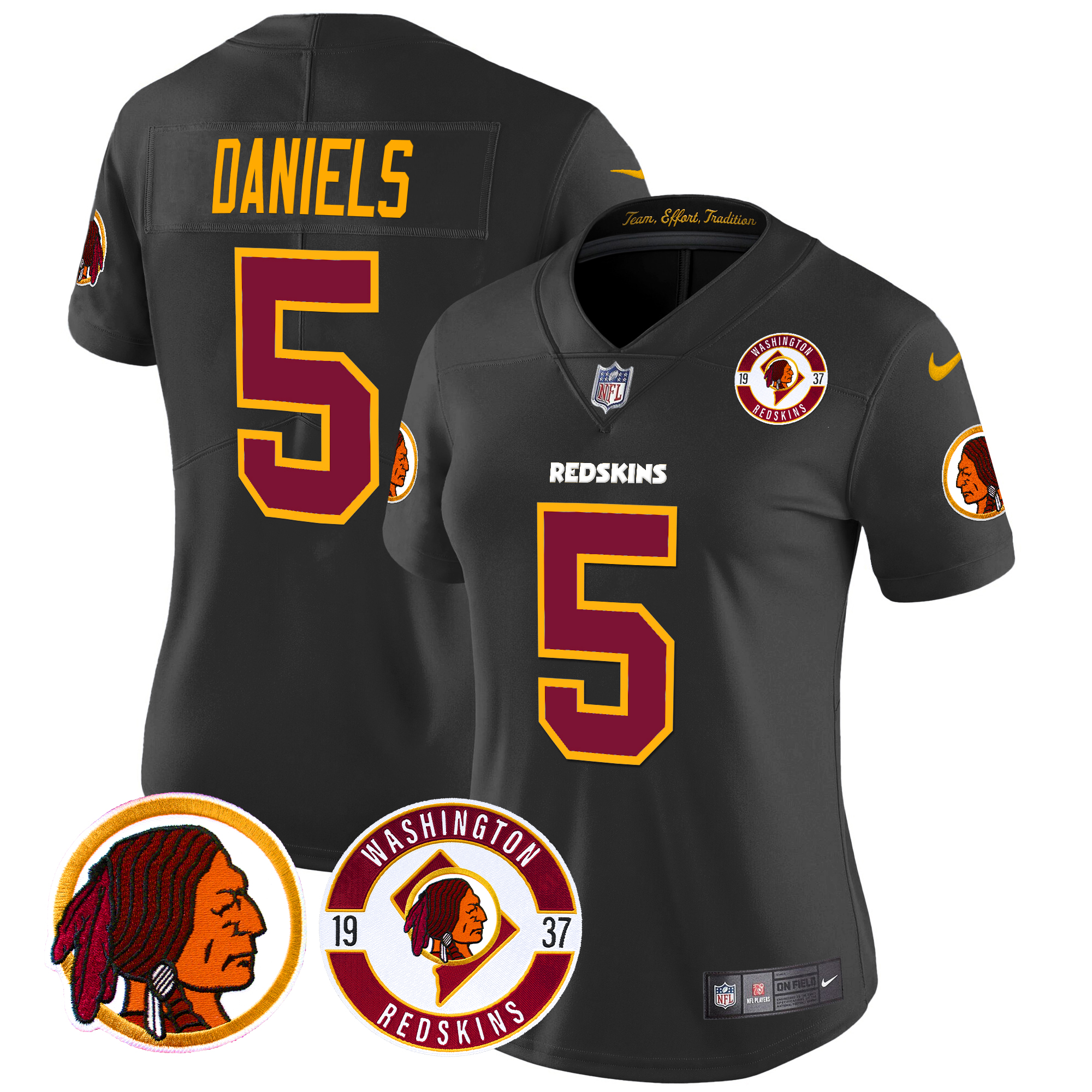 Jayden Daniels Women's Washington Redskins 2024 Vapor Limited Black Jersey - All Stitched